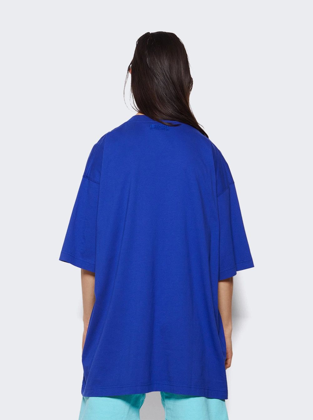 Vetements Blue Embroidered VIP Logo Oversized T-Shirt Size L / US 10 / IT 46 - 5 Thumbnail