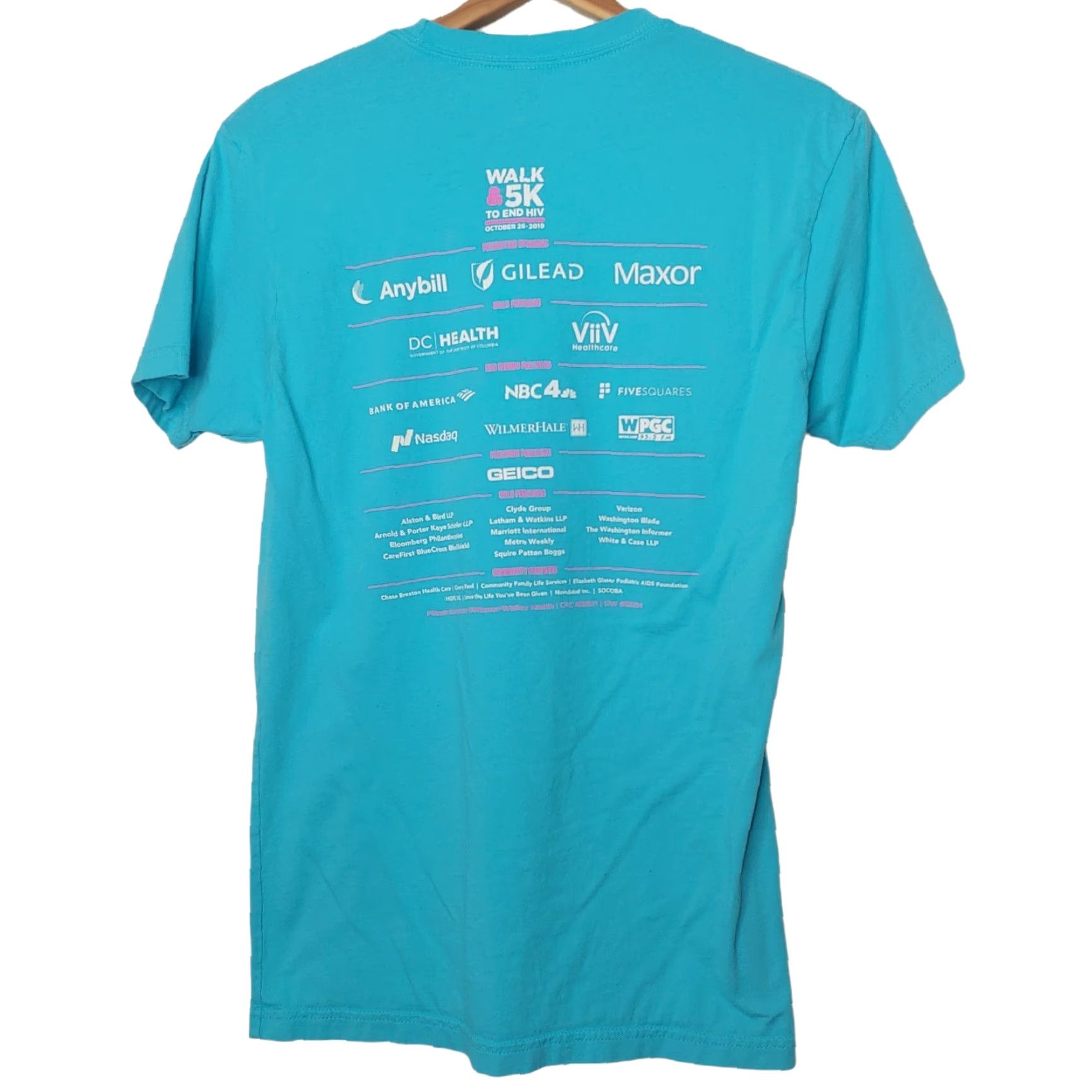 Next Level Walk 5K To End HIV Shirt Small Turquoise Washington DC 2019 Healthcare Running Shirt Unisex Adults S Blue HIV Support 2019 DC Walk 5K Event T Shirt Size US S / EU 44-46 / 1 - 3 Thumbnail