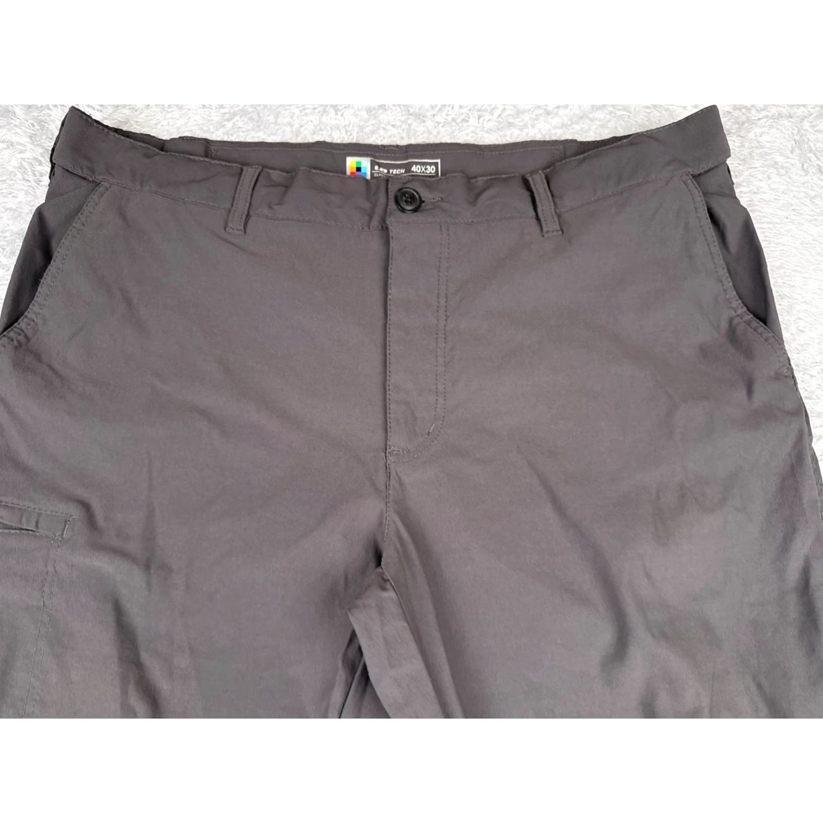 Vintage Cargo Pants Men 40 Gray Straight Leg Nylon Hike Camp ZIP Pockets 40x30 Outdoor Activewear Regular Khakis Vel? Size US 40 / EU 56 - 4 Thumbnail