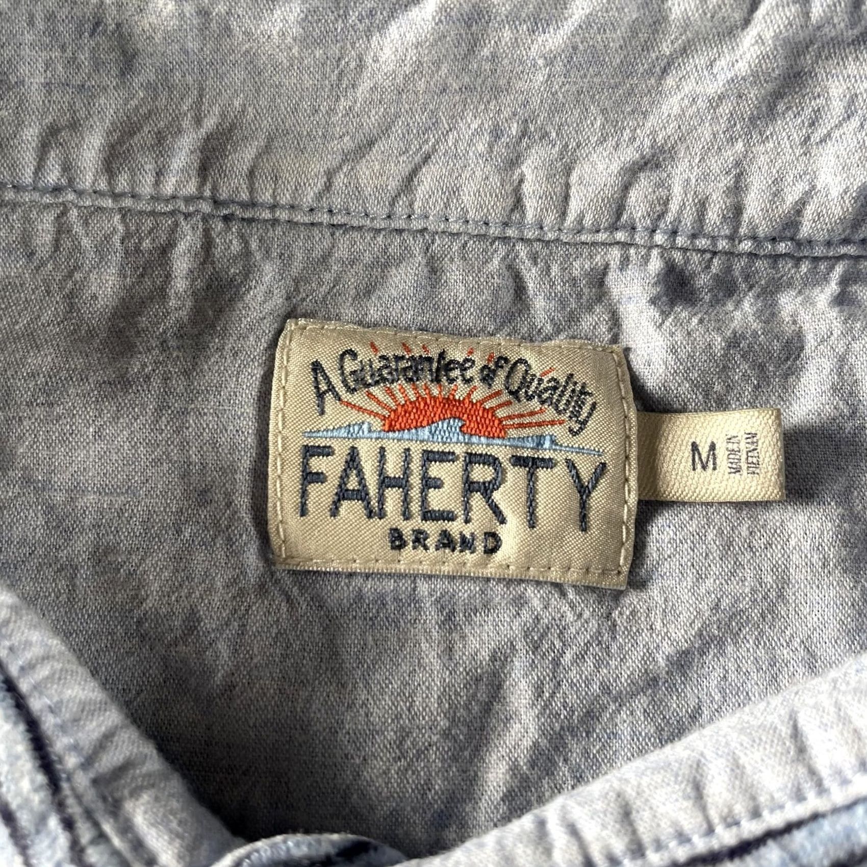 Faherty Faherty Polo Shirt Mens M Blue Gray Striped Organic Cotton Blend Pocket Size US M / EU 48-50 / 2 - 2 Thumbnail