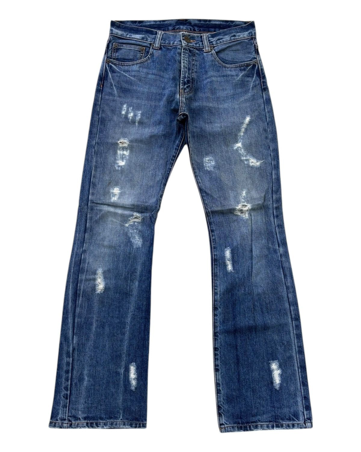 Vintage Skulls Ripped Japanese Denim Flare Jeans PPFM style