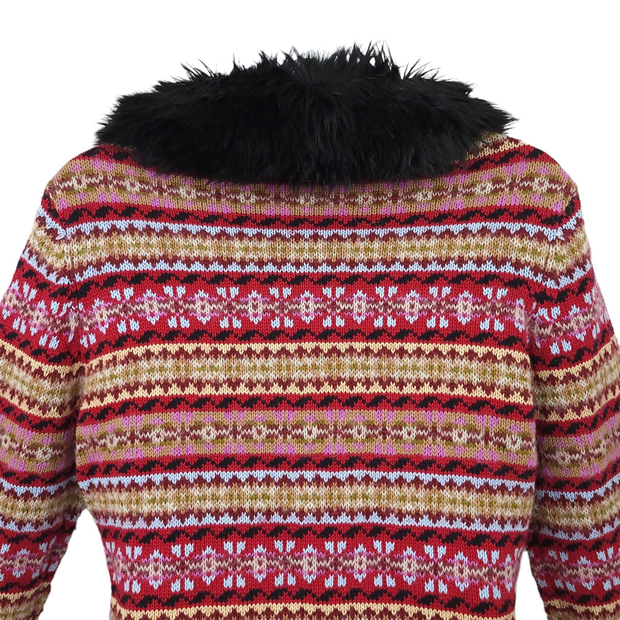 Other Harolds Fair Isle Cardigan Sweater S Vintage 90s Faux Fur Size S / US 4 / IT 40 - 7 Thumbnail
