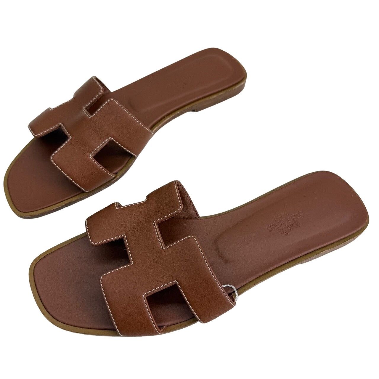 Hermes Hermès Oran Leather Sandals Brown Size 37 Size US 7 / IT 37 - 1 Thumbnail