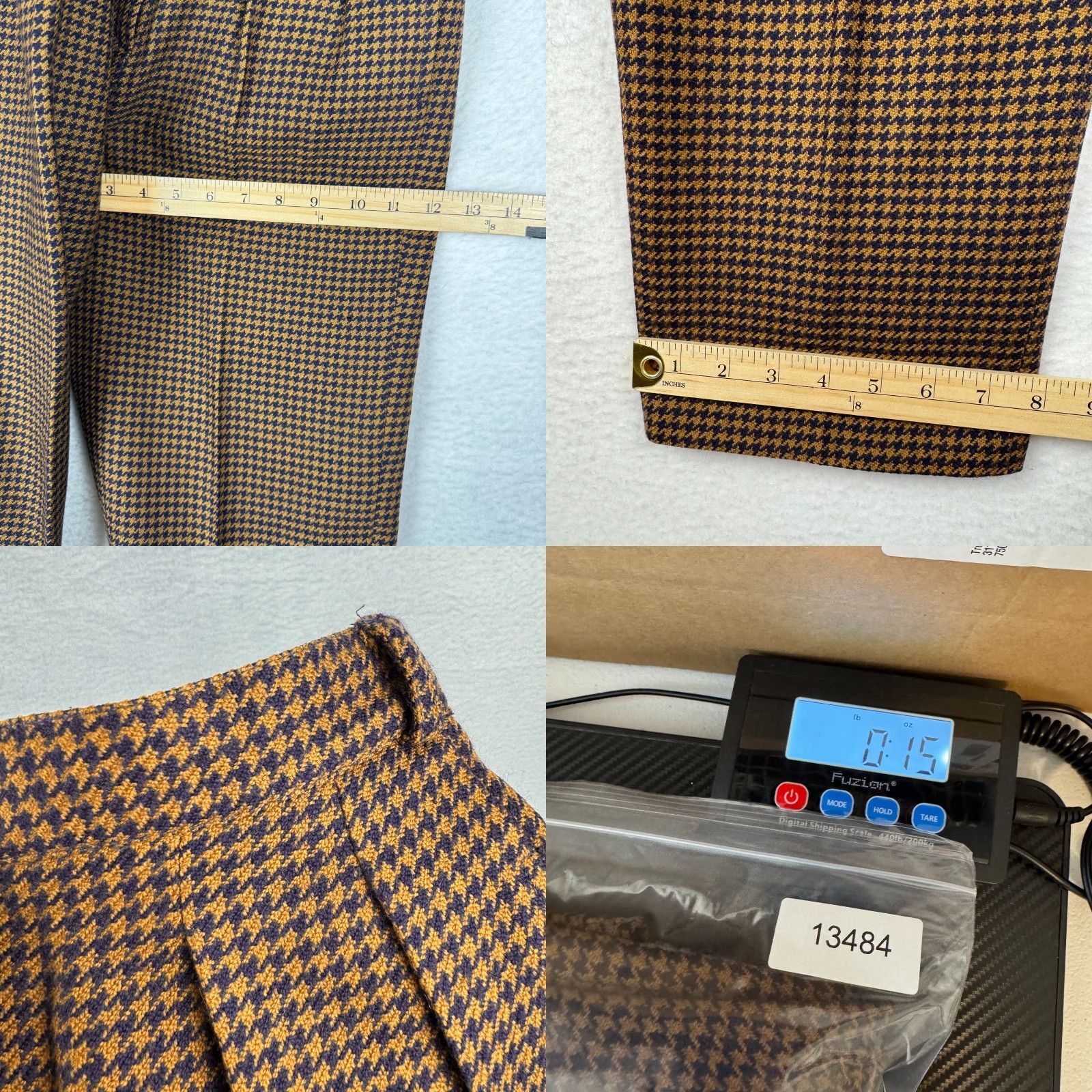 Anne Klein VINTAGE Anne Klein Women's Pants Houndstooth Pleated 26 Waist 29 Inseam 6 Regular Brown USA Made Size 28" / US 6 / IT 42 - 9 Thumbnail