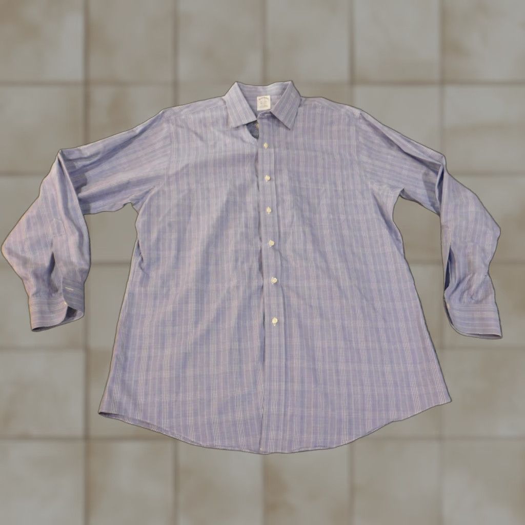 Brooks Brothers Brooks Brothers Shirt 17 Mens Blue Plaid Button Down Classic Fit Business Casual Size US XL / EU 56 / 4 - 1 Thumbnail