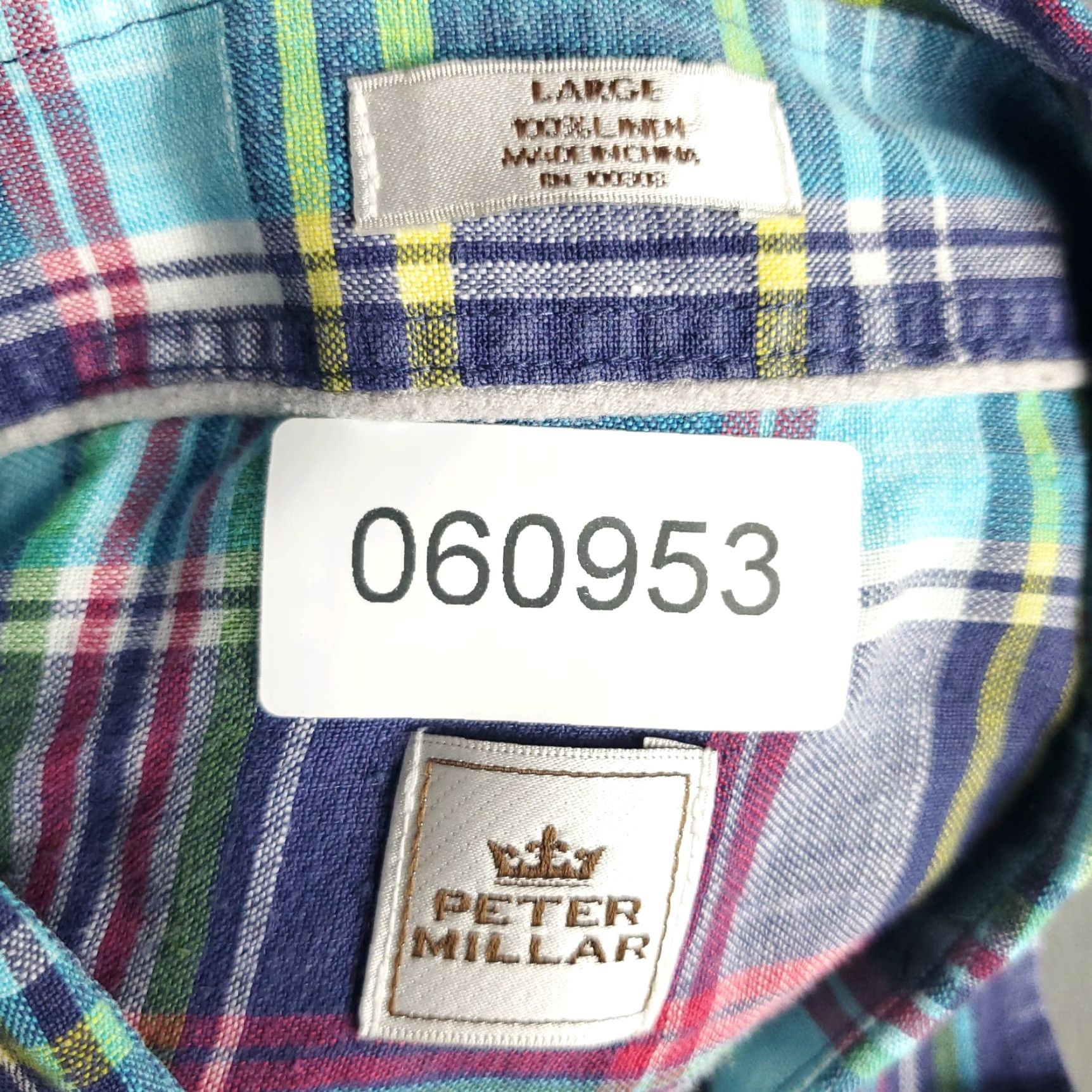 Peter Millar Peter Millar Shirt Mens Large Blue Plaid Linen Button-Up Long Sleeve Casual Dressy Button-Down Collar 3-Button Mens Size L Blue Plaid Linen Shirt Size US L / EU 52-54 / 3 - 7 Thumbnail