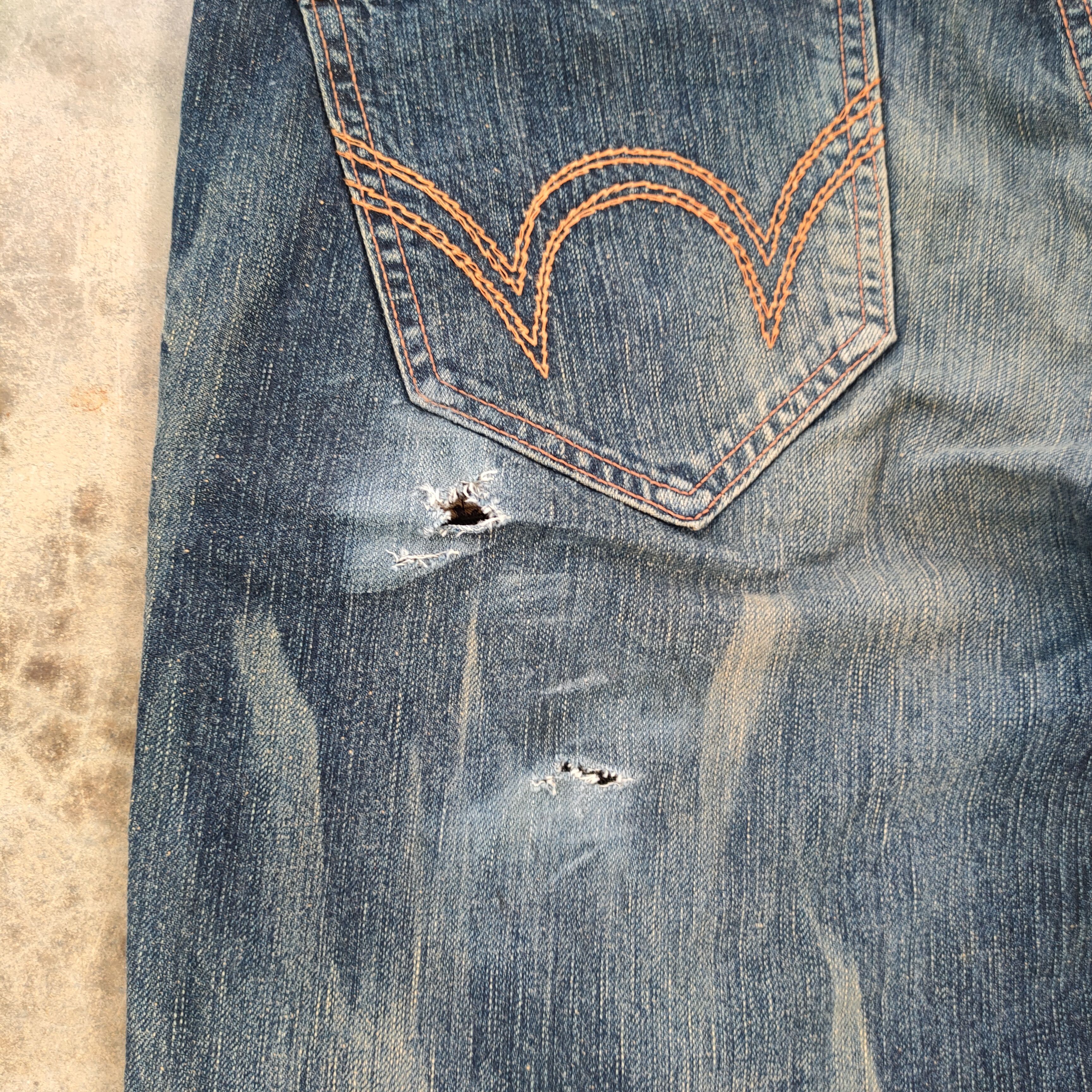 Edwin VINTAGE EDWIN BLUE TRIP RUSTY FADED RIPPED JEAN DENIM PANTS Size US 36 / EU 52 - 11 Thumbnail