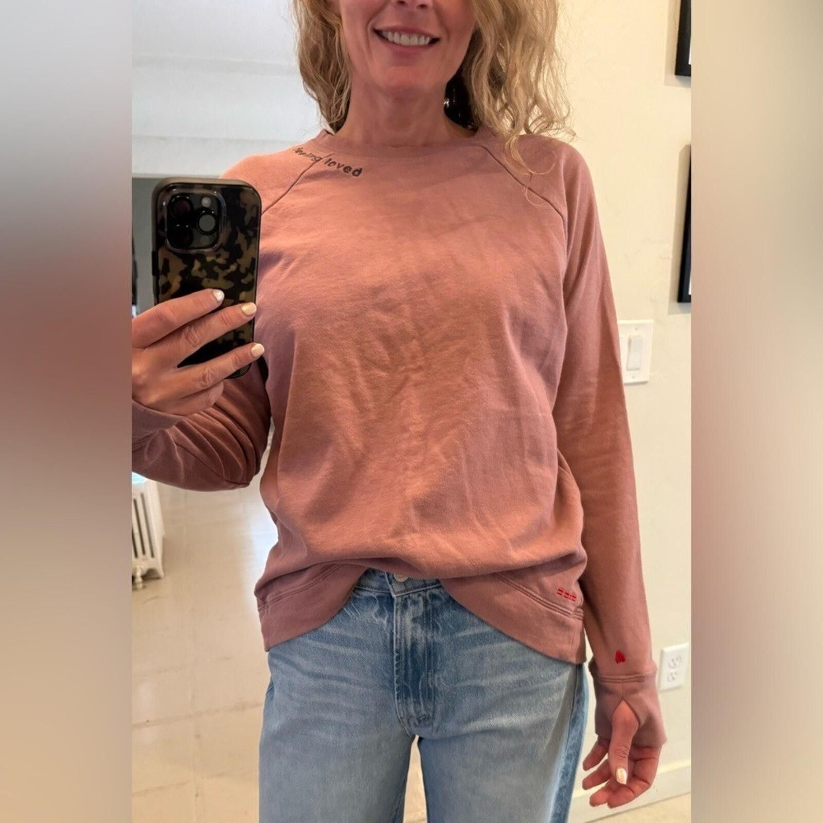 Other Peace Love World "Feeling Loved" pink Mauve Sweatshirt XS Size S / US 4 / IT 40 - 2 Thumbnail