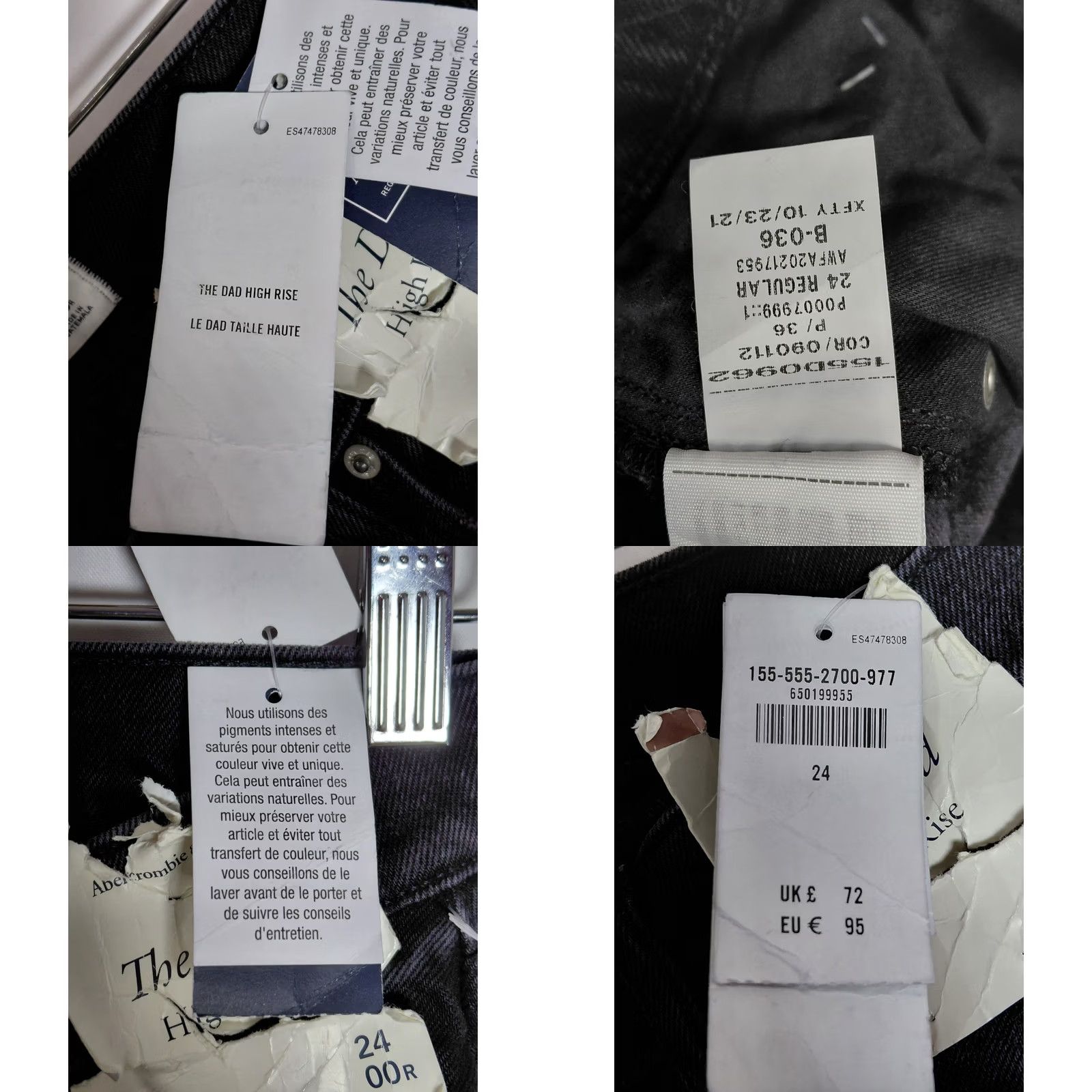 Abercrombie & Fitch Abercrombie & Fitch The Dad High Rise Jeans Solid Denim Women Size 24 Black Size 42" / US 20 - 10 Thumbnail