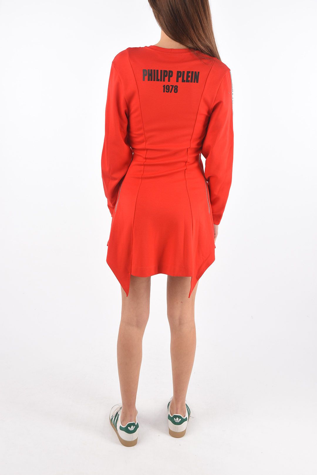 Philipp Plein og1mm0824 Double Zip Side Asymmetric Dress in Red Size S / US 4 / IT 40 - 2 Thumbnail