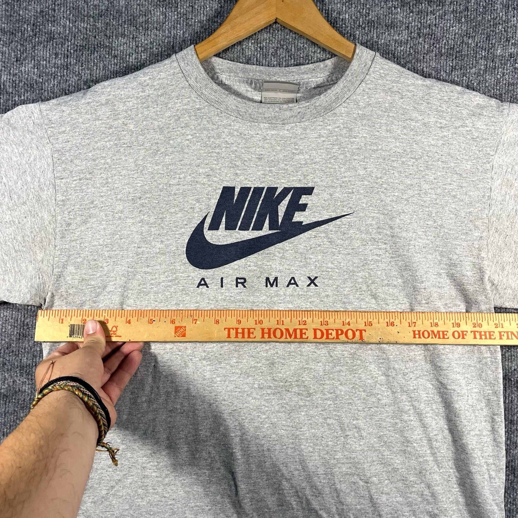 Nike VINTAGE Nike Air Max T-Shirt Large Gray Navy Blue Logo Swoosh Check Tag Y2K 90s Men Size US L / EU 52-54 / 3 - 4 Thumbnail