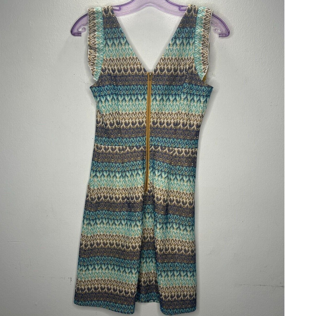 Other Tabitha Crochet Stripe V-Neck Ruffle Cap Sleeve Mini Dress Size XS / US 0-2 / IT 36-38 - 4 Thumbnail