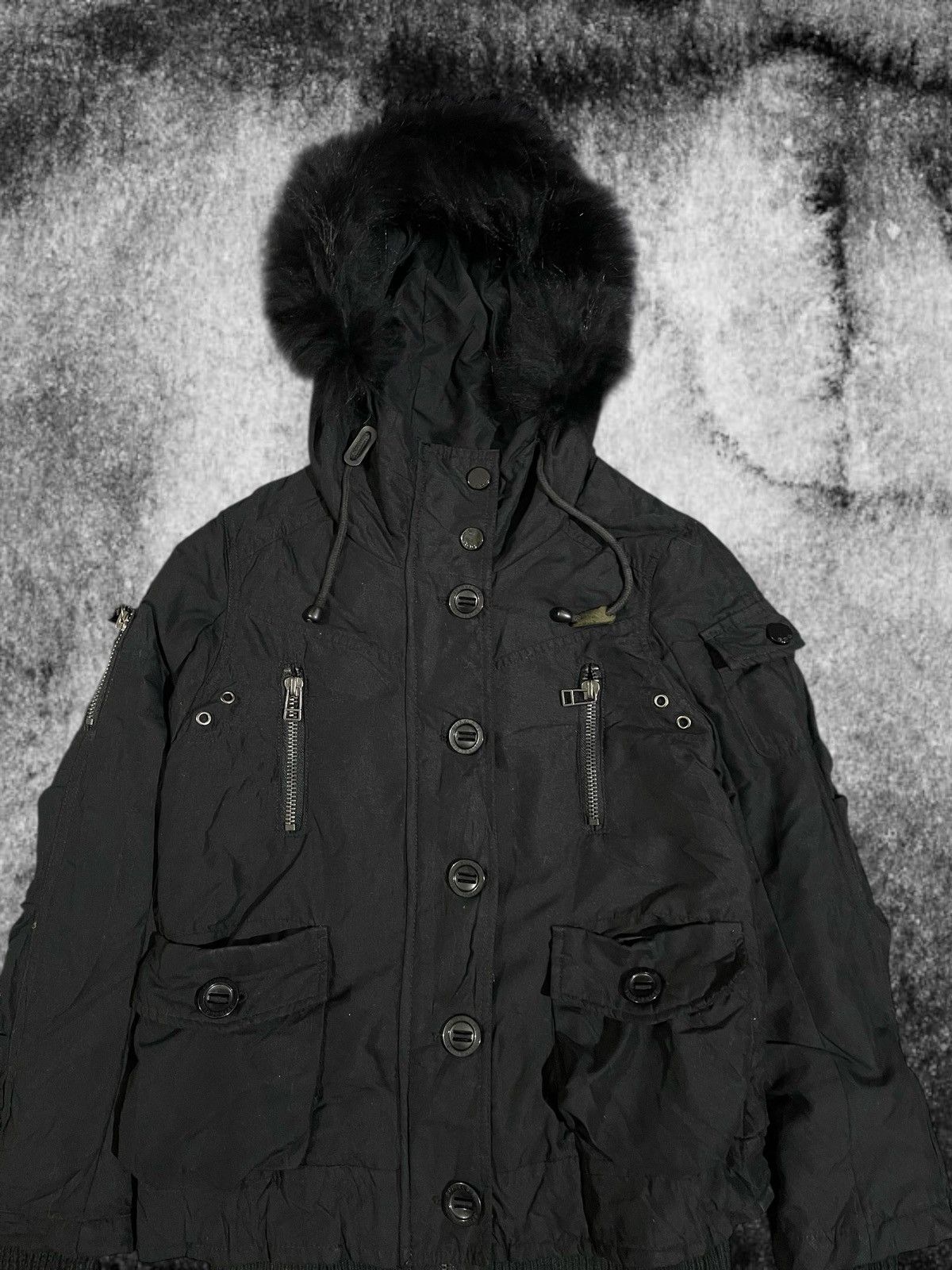 Japanese Brand 2000s Spiral Girl Japan Fur Racoon Jacket Black Opium Style Size US M / EU 48-50 / 2 - 3 Thumbnail