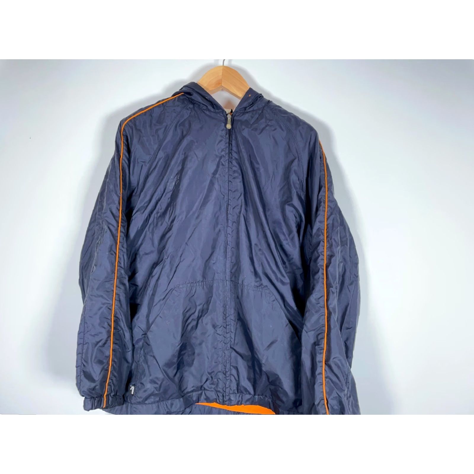 Puma Puma Tracksuit Windbreaker Jacket Pants Dark Blue Orange Fleece Lined 2 Piece Nylon Zip Pockets Mens M Size US 31 - 4 Thumbnail