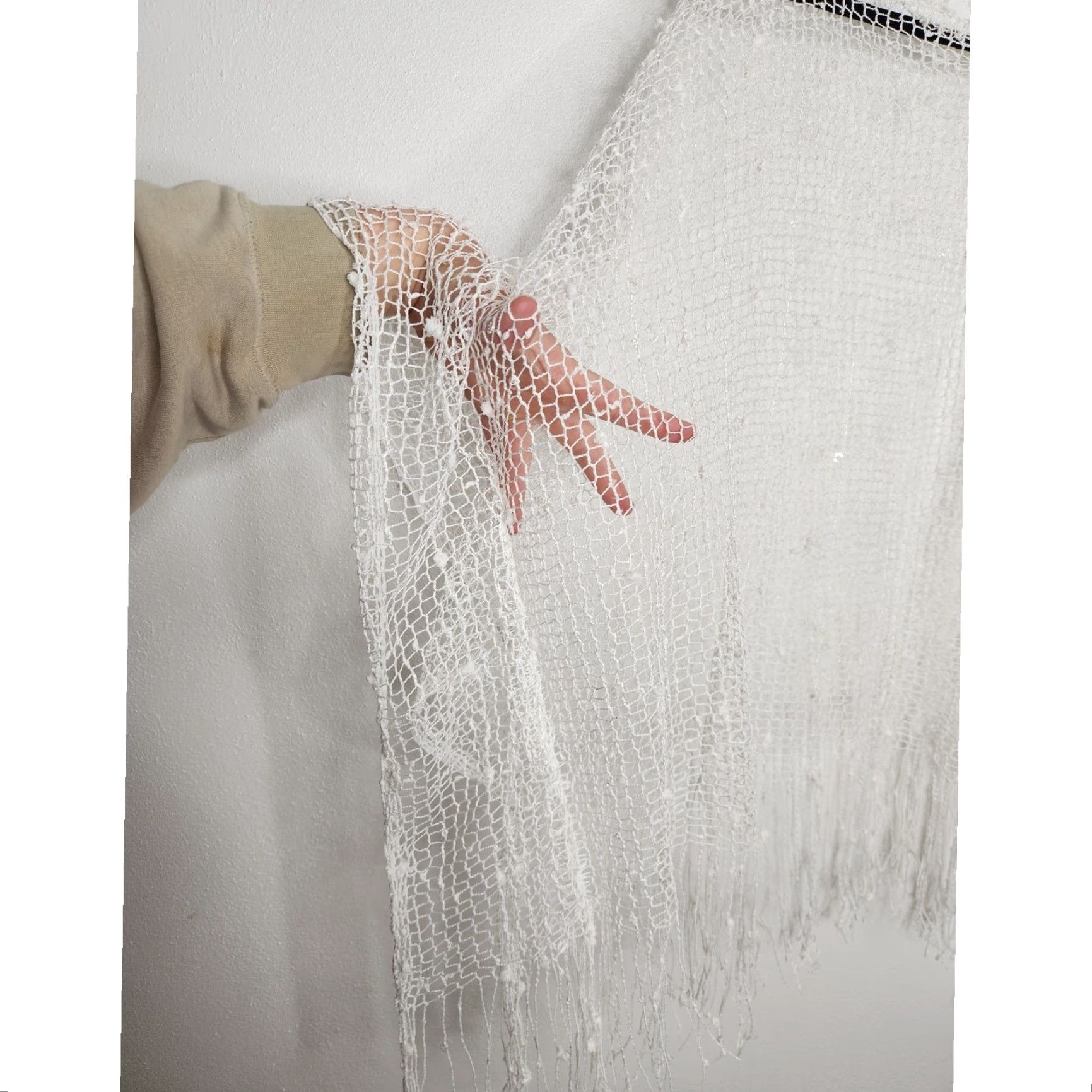 Vintage VINTAGE Mermaid Sequin White Crochet Lace Beach Swimsuit Cover Top One Size Dorado Cover Up Women Size ONE SIZE - 3 Thumbnail