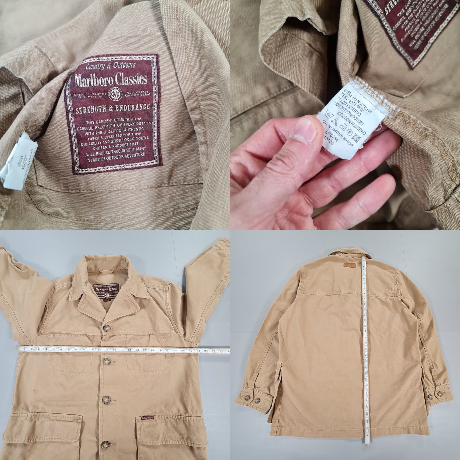 Marlboro VINTAGE Marlboro Classics Jacket Mens Beige Large Chore Field Utility Canvas Cotton Size US L / EU 52-54 / 3 - 8 Thumbnail