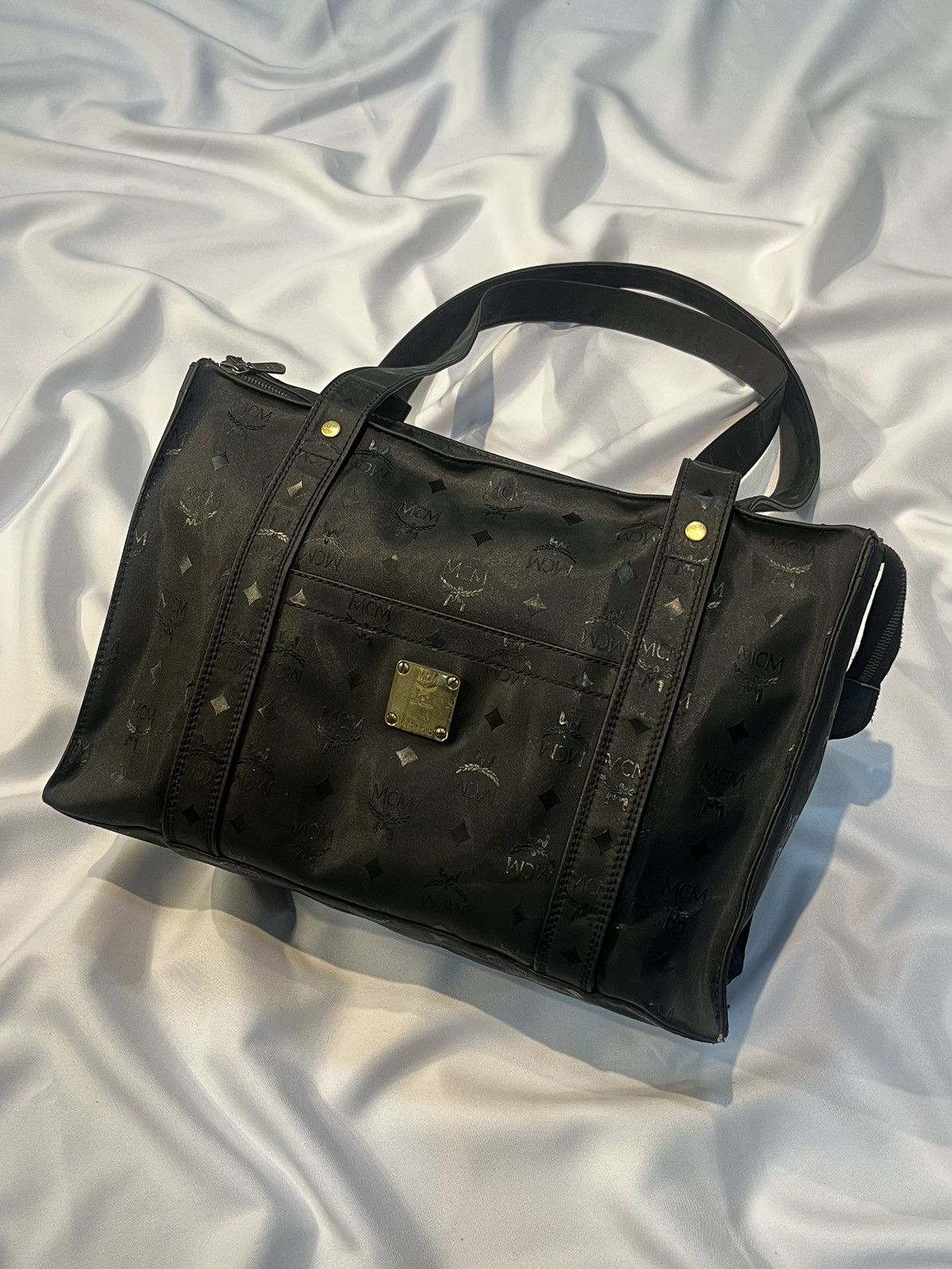 Designer × MCM × Vintage MCM 80’s MONOGRAM COATED CANVAS TOTE BAG BLACK Size ONE SIZE - 1 Thumbnail