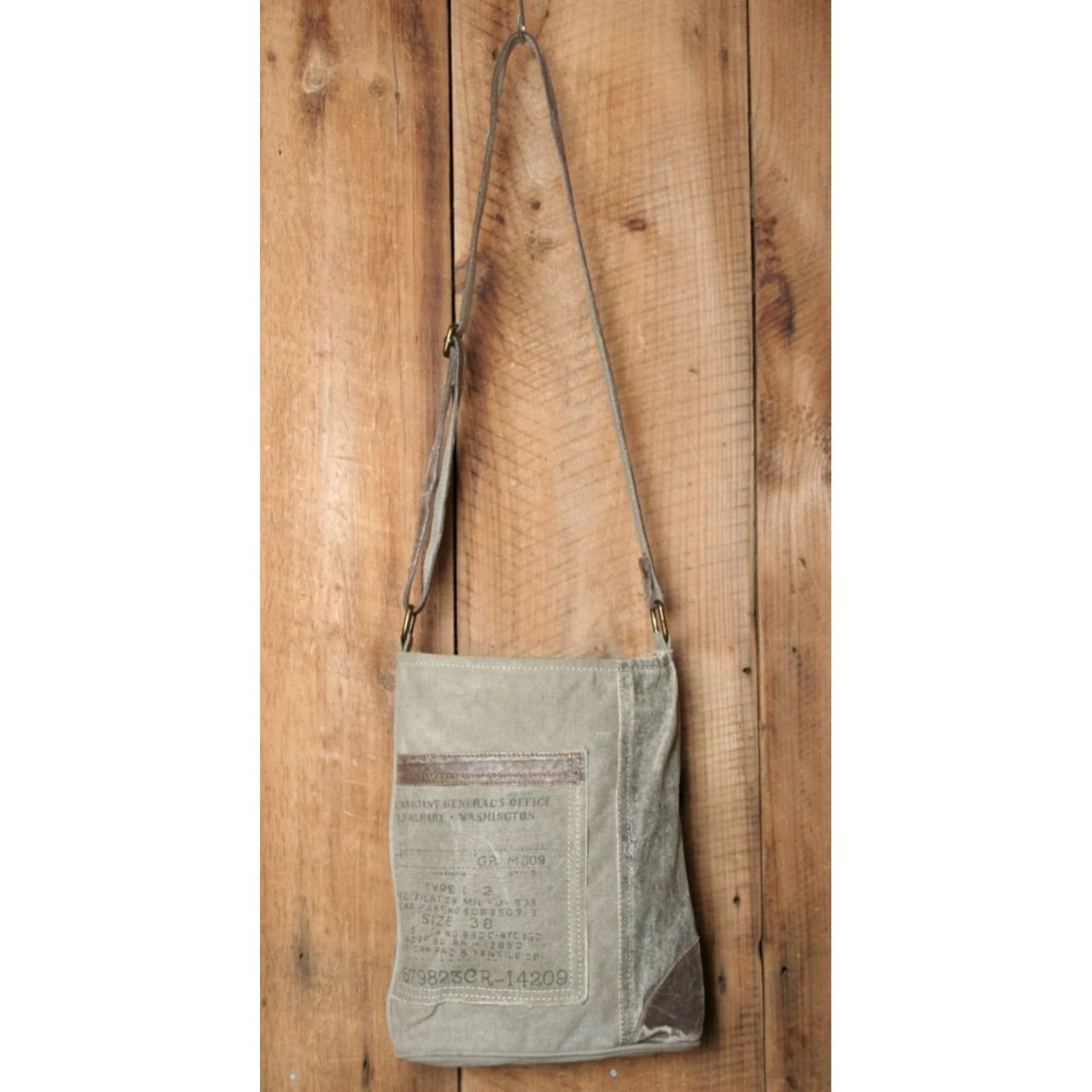 Vintage MONA B Upcycled Canvas & Leather Adjustable Strap Shoulder or Crossbody Bag Women Brown Canvas, Leather Exterior Crossbody Bag Size ONE SIZE - 2 Thumbnail