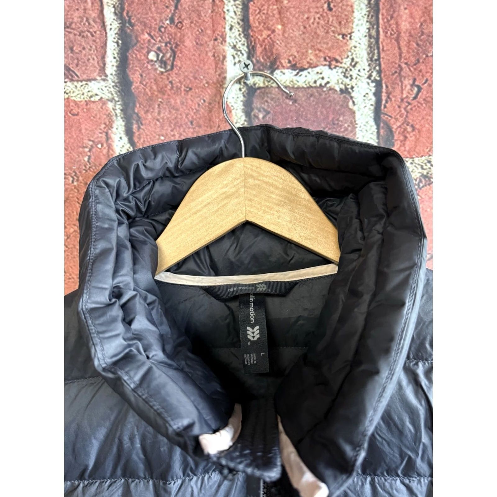 Vintage All in Motion Womens Black Quilted Full Zip Down Jacket Size Large Size L / US 10 / IT 46 - 3 Thumbnail