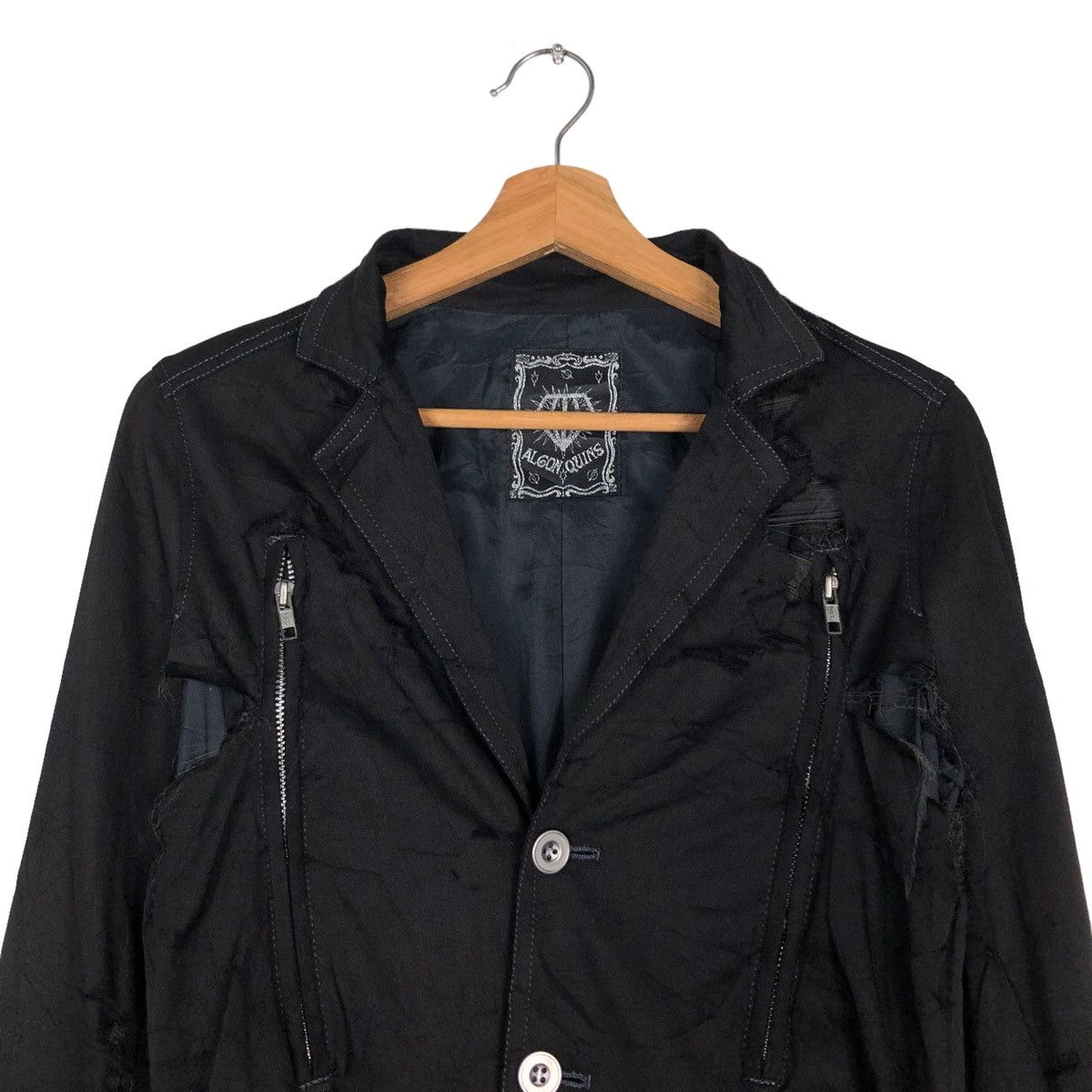 Vintage 🔥ULTIMATE BLACK BIKER CROPPED JACKET PUNK ALGON QUINS JAPAN Size S / US 4 / IT 40 - 3 Thumbnail