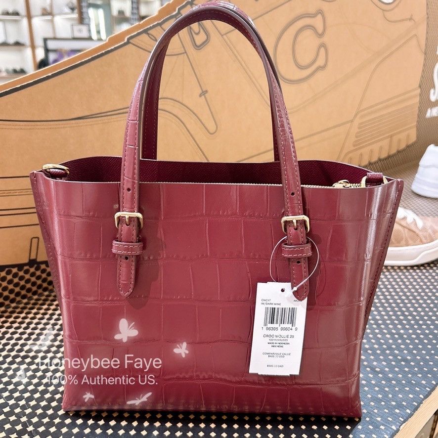 Coach NWT Coach Mollie Tote Bag 25 CW017 Dark Wine Size ONE SIZE - 3 Thumbnail