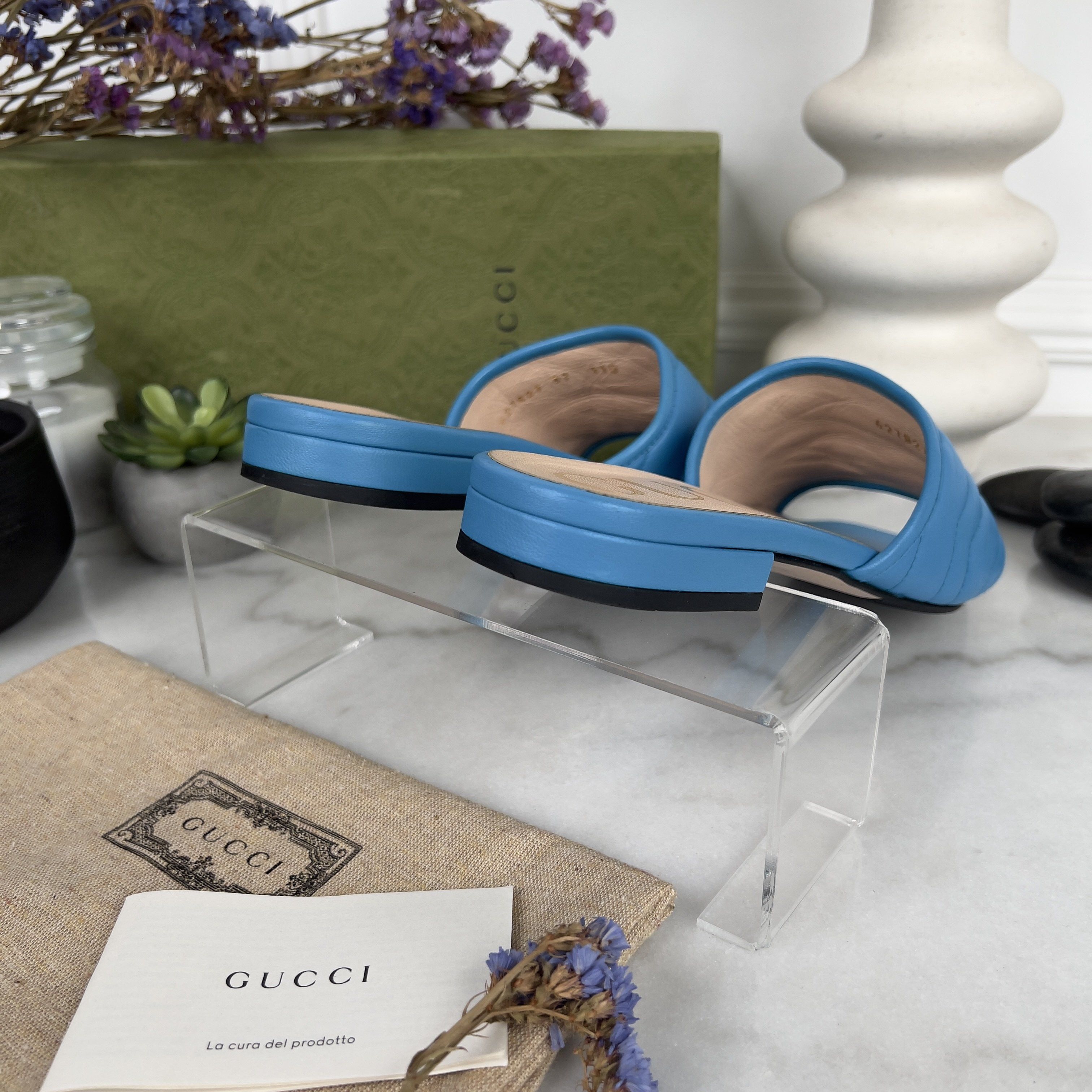 Gucci GUCCI Marmont GG Slide Sandals Mule Leather Size US 7 / IT 37 - 7 Thumbnail