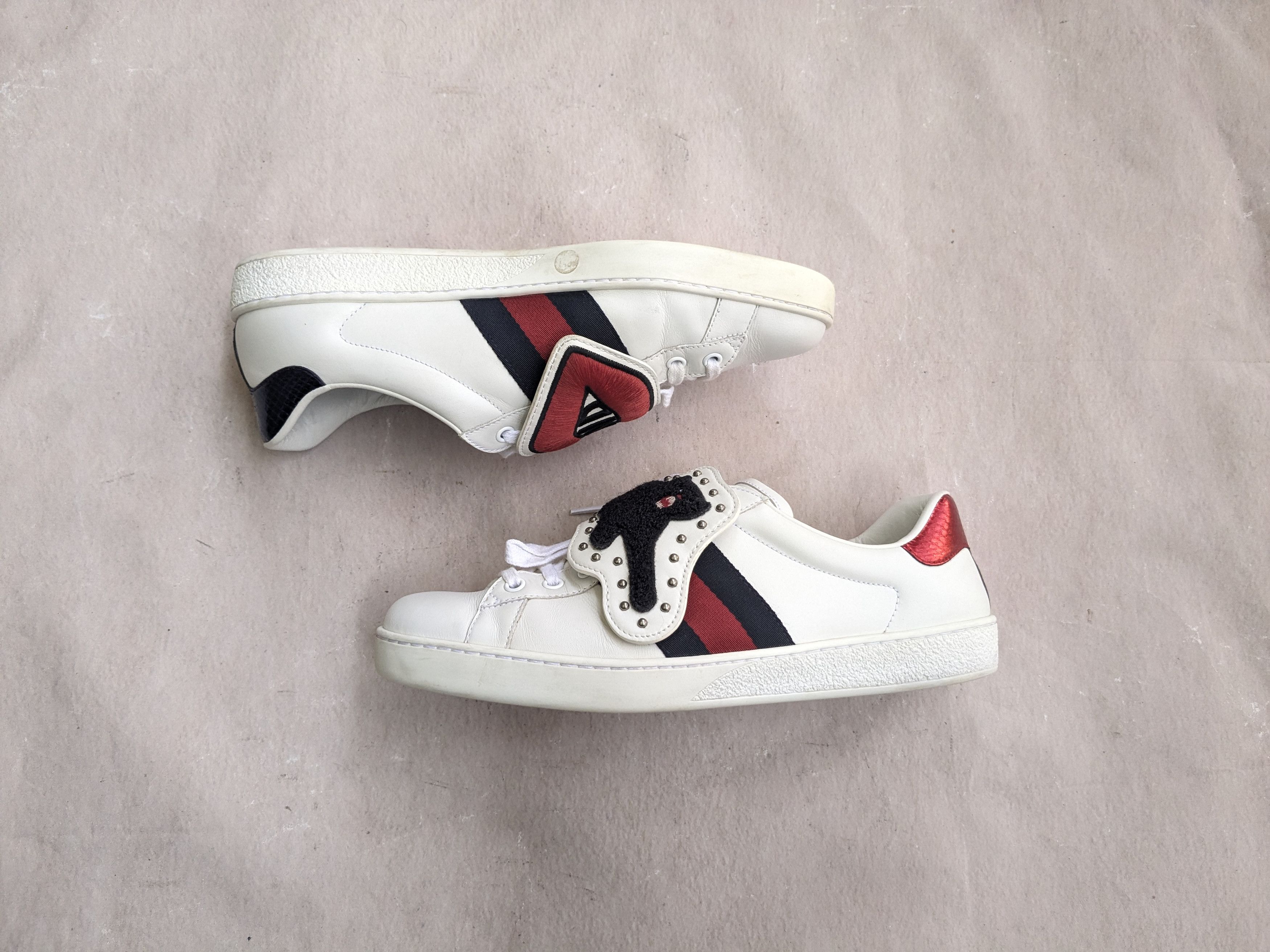 Gucci Gucci Ace Sneakers Cat 9 Logo Low Tops 477107 Size US 9 / EU 42 - 1 Thumbnail