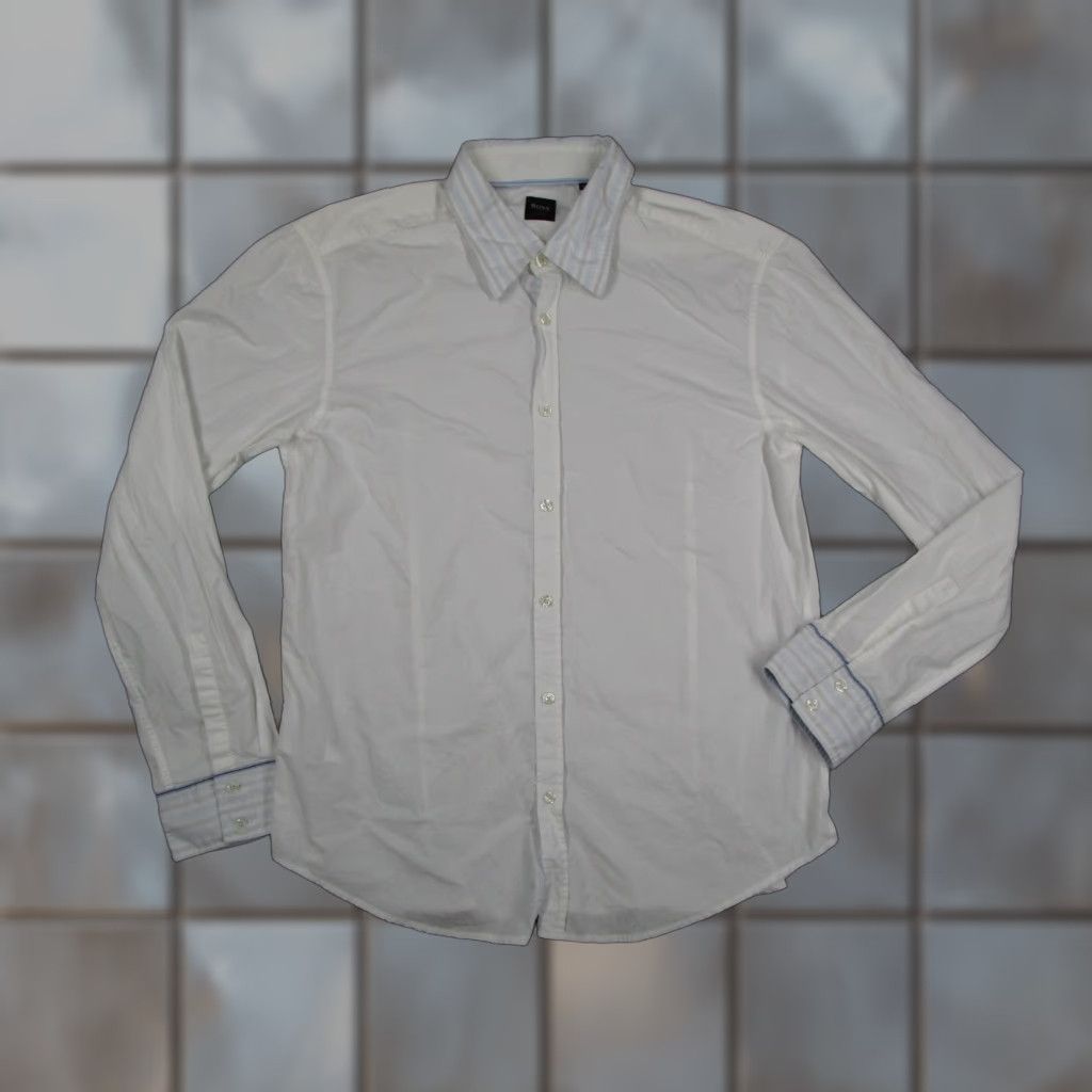 Hugo Boss VINTAGE? No; The item is not vintage. Title: HUGO BOSS Shirt Mens XL Slim Fit White Button-Up Long Sleeve Casual Shirt Size US XL / EU 56 / 4 - 1 Thumbnail
