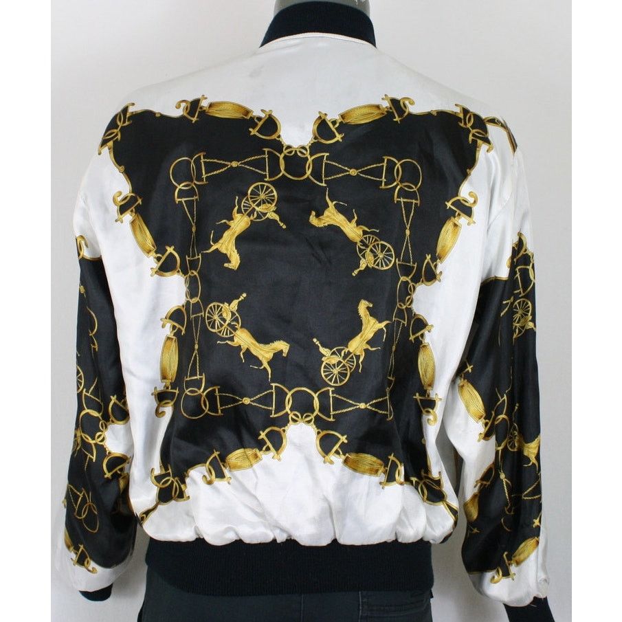 Vintage Vintage 80s Baroque Equestrian Bomber Jacket Black Gold Size US M / EU 48-50 / 2 - 2 Thumbnail