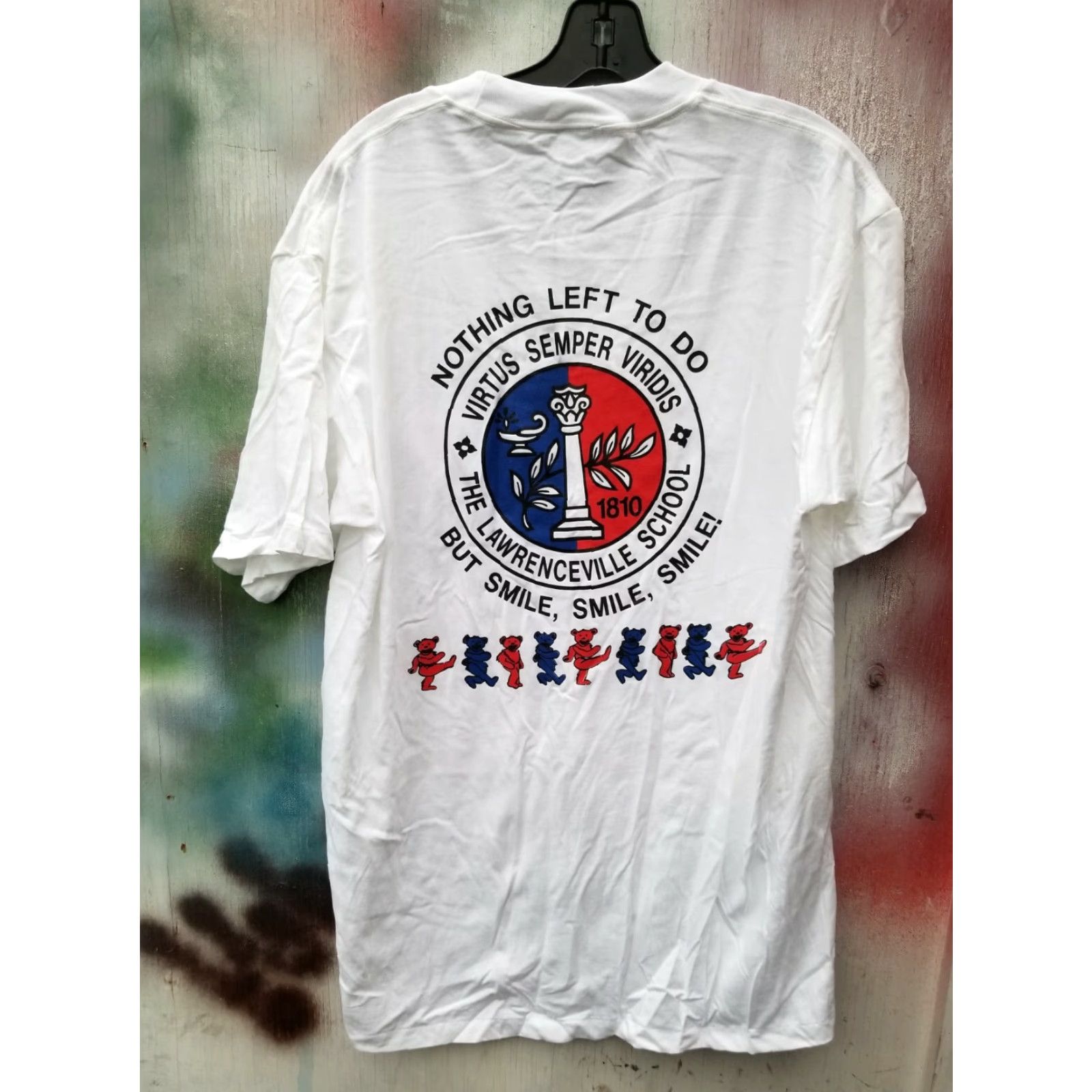 Anvil VINTAGE Grateful Dead DANCING BEARS Smile Smile Smile T Shirt Large Mens White Cotton Blend Anvil Short Sleeve Crew Neck Regular Fit Deadstock 1990s Size US L / EU 52-54 / 3 - 4 Thumbnail