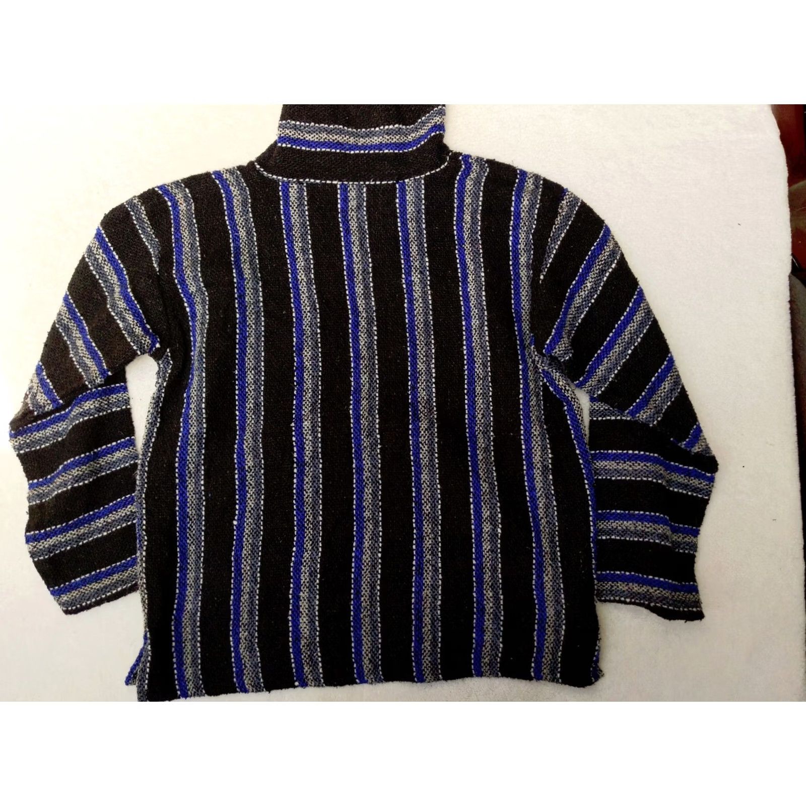 KangaROOS Franks Hoodie Mens L Blue Black White Stripe Drug Rug Baja Pullover Kangaroo Size US L / EU 52-54 / 3 - 7 Thumbnail