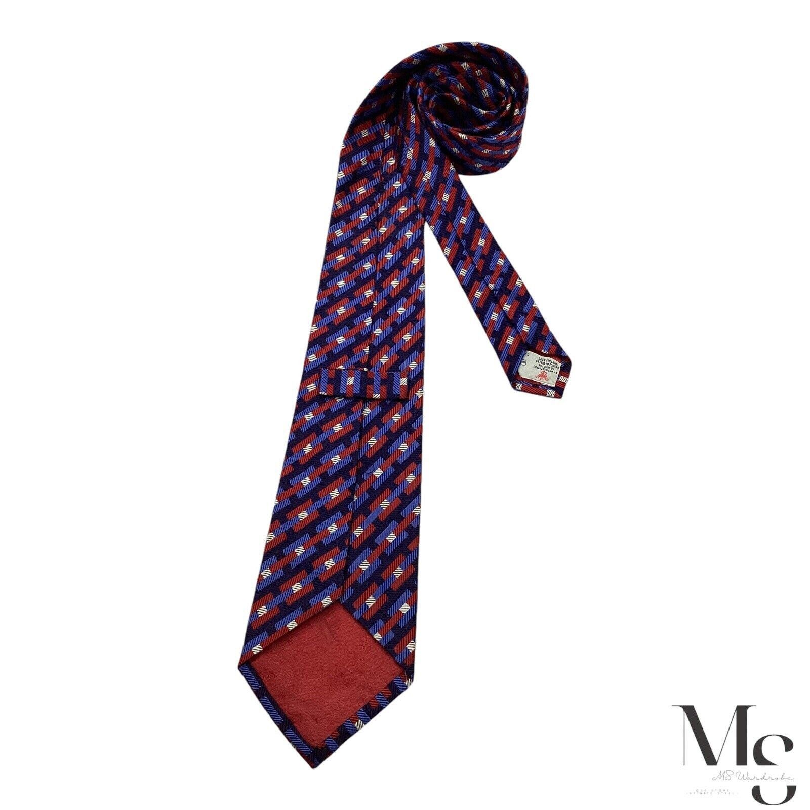 Turnbull & Asser Turnbull & Asser Red & Blue Striped Silk Tie Hand Made In En Size ONE SIZE - 2 Thumbnail