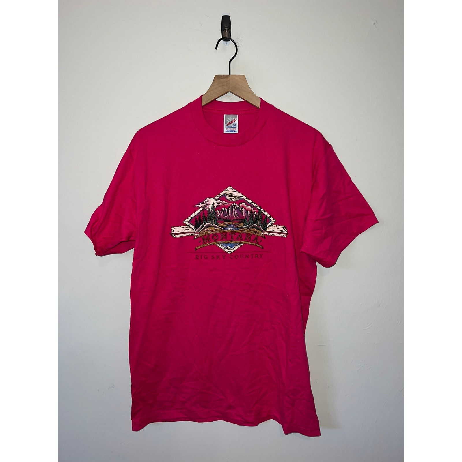 Jerzees Vintage Montana Big Sky Country Shirt Pink Tee VTG 90s Large Size US L / EU 52-54 / 3 - 1 Thumbnail