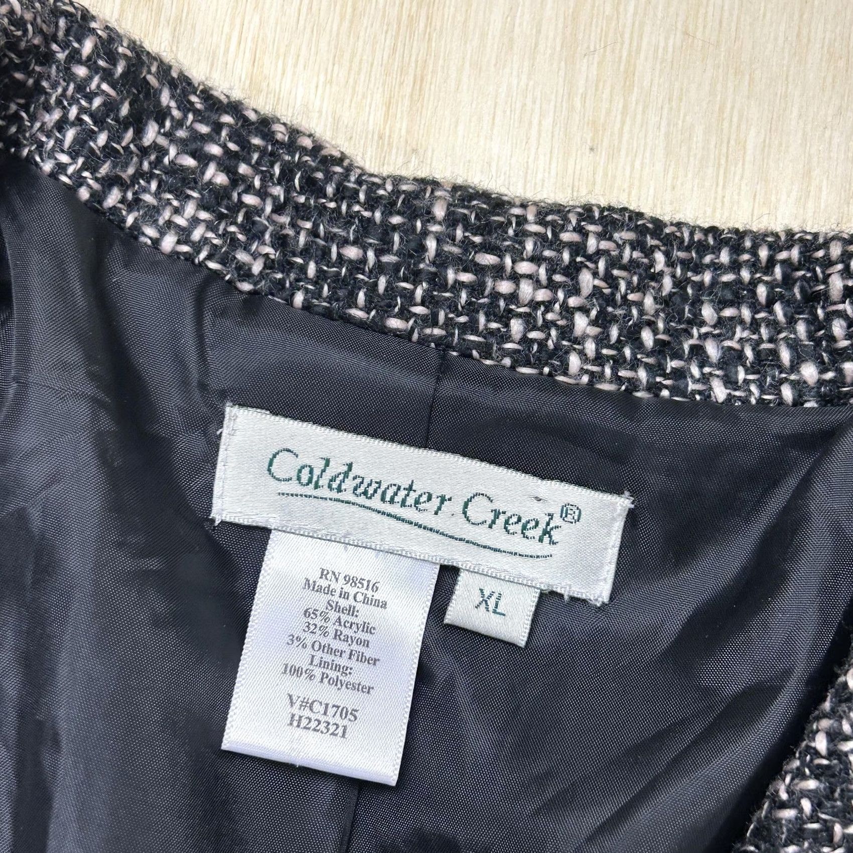 Coldwater Creek VINTAGE Coldwater Creek Blazer Jacket Womens XL Black Boucle Ruffle Hem Tweed Size XL / US 12-14 / IT 48-50 - 3 Thumbnail