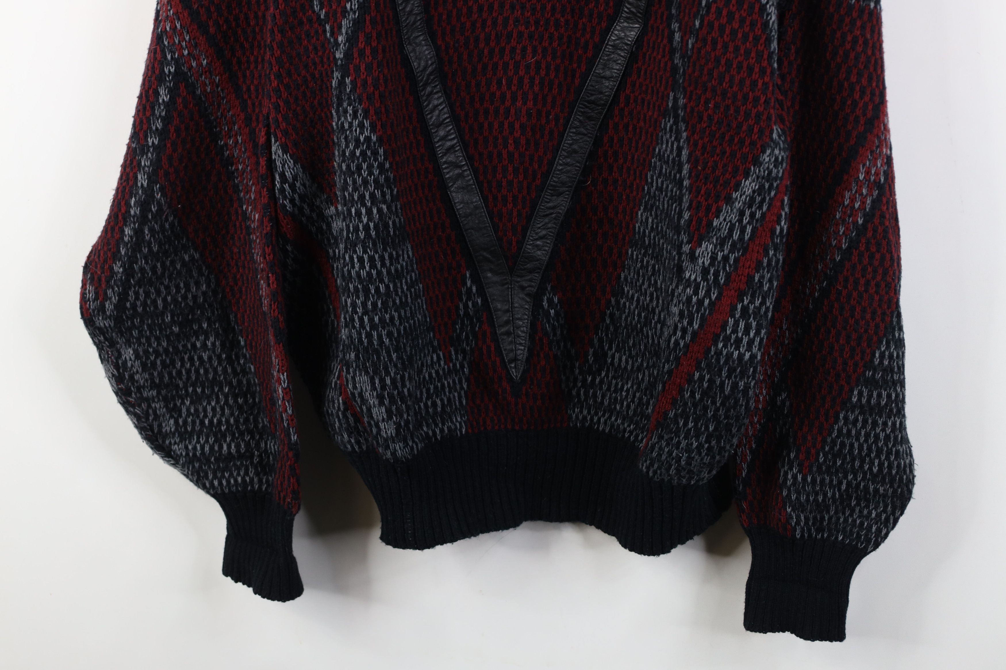 Vintage Vintage 90s Streetwear Diamond Knit Crewneck Sweater Red Size US XL / EU 56 / 4 - 3 Thumbnail