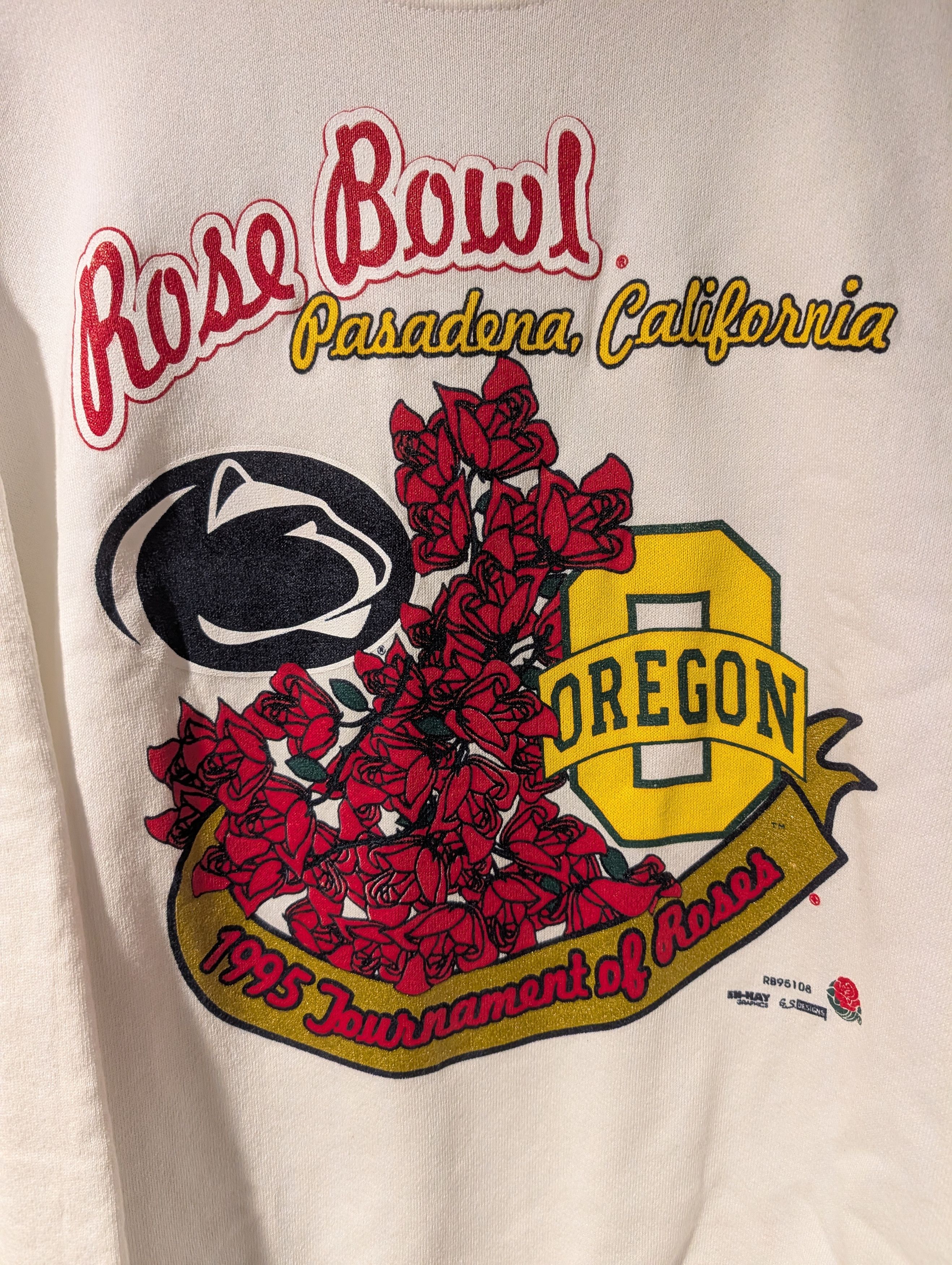 NCAA Vintage 1995 Rose Bowl Penn State vs Oregon Sweatshirt White Size US XL / EU 56 / 4 - 2 Thumbnail
