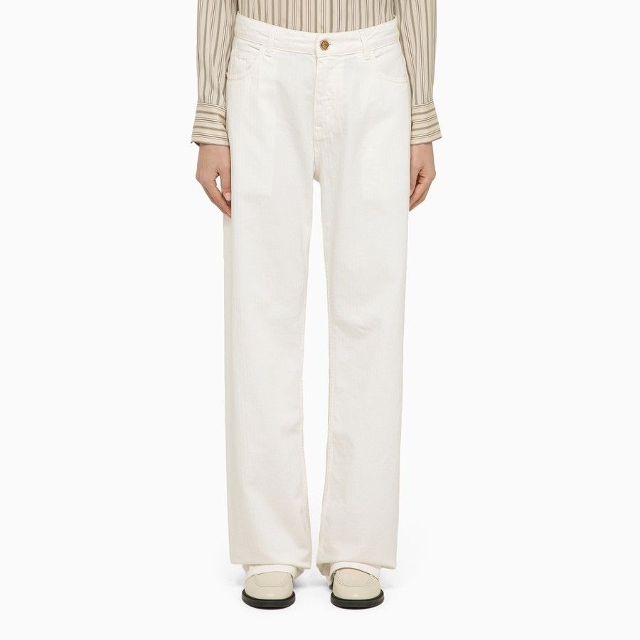 Etro o1d2blof0824 Denim Baggy Jean in White Size 26" / US 2 / IT 38 - 1 Thumbnail