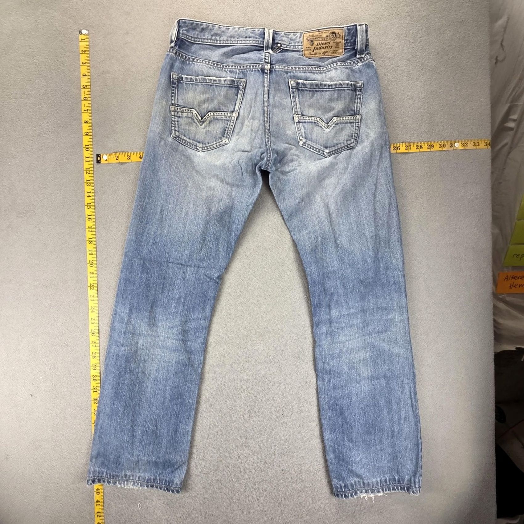 Diesel Diesel Jeans Mens 31x34 Blue Larkee Straight Distressed Button Fly 008XR Size US 31 - 2 Thumbnail