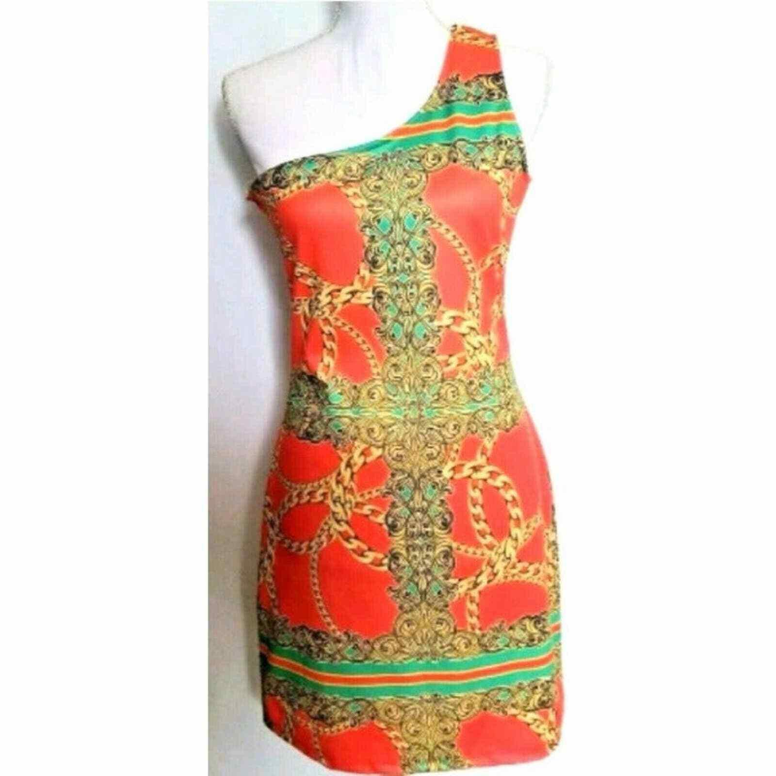 Other B Sharp Juniors Woman's Large L Dress Orange Chain Detailin Size L / US 10 / IT 46 - 2 Thumbnail