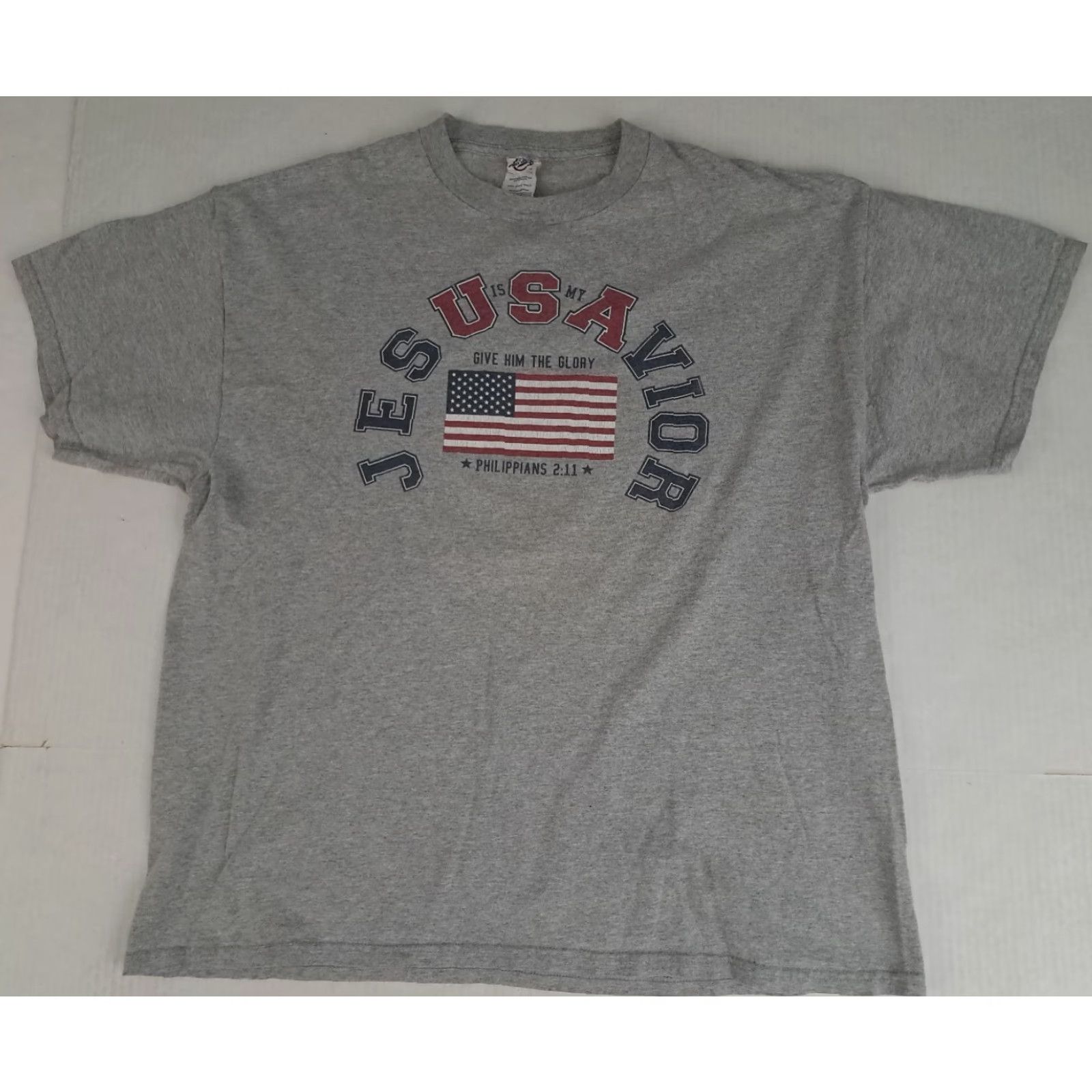 Delta VINTAGE Delta T-Shirt Jesus is My Savior 90s Gray XL Unisex Adults Short Sleeve Crew Neck Canvas Cotton Gr Size US XL / EU 56 / 4 - 2 Thumbnail