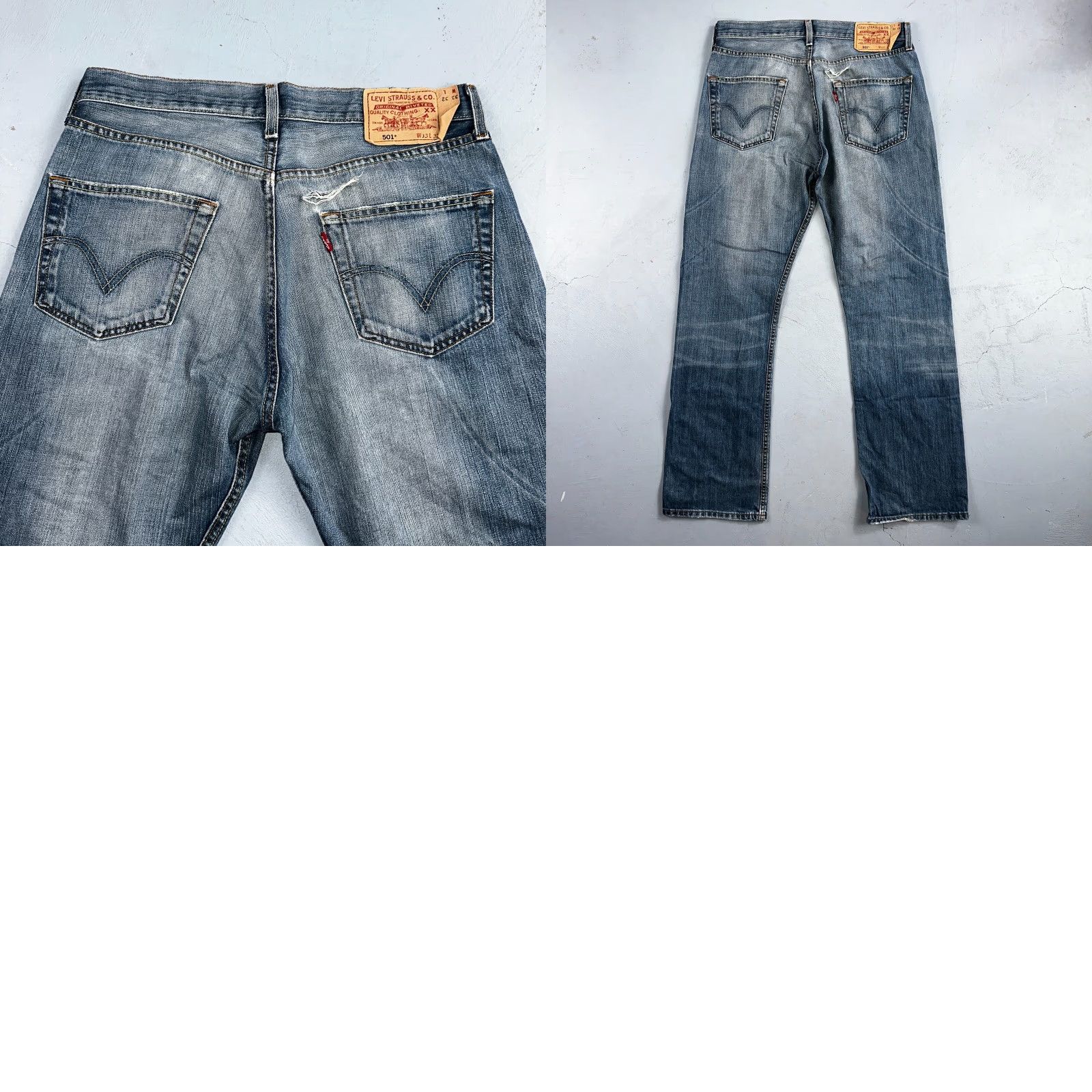 Levi's Levis 501 Vintage Y2K XX Straight Leg Jeans Blue Med Wash 33x32 32x31 Levi's 501 Jeans Mens Denim 90s Straight Vintage Blue Size US 33 - 11 Thumbnail