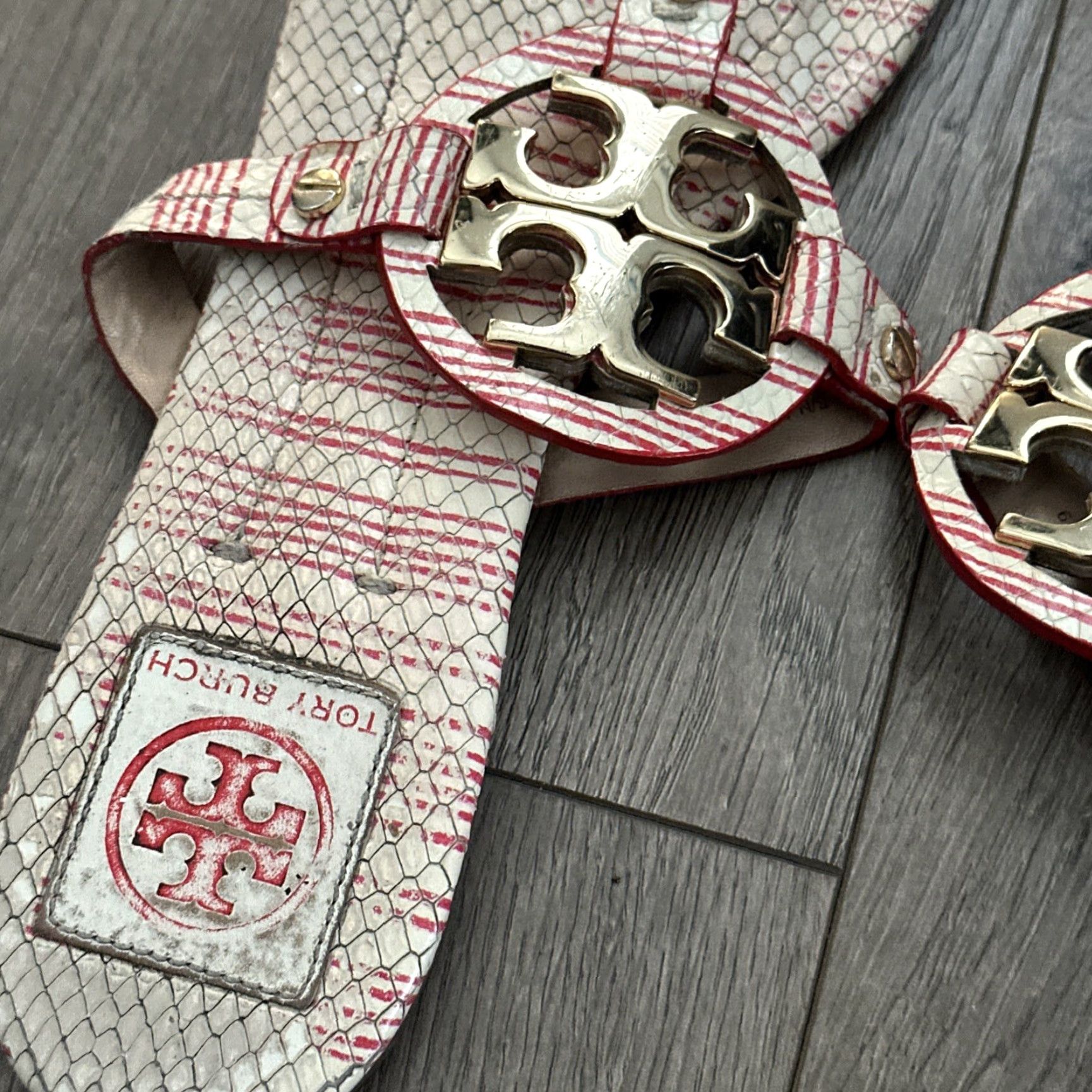 Tory Burch TORY BURCH Thong Sandal 8M Animal Print Brown Leather Logo Comfort Flat Womens Size US 8 / IT 38 - 2 Thumbnail