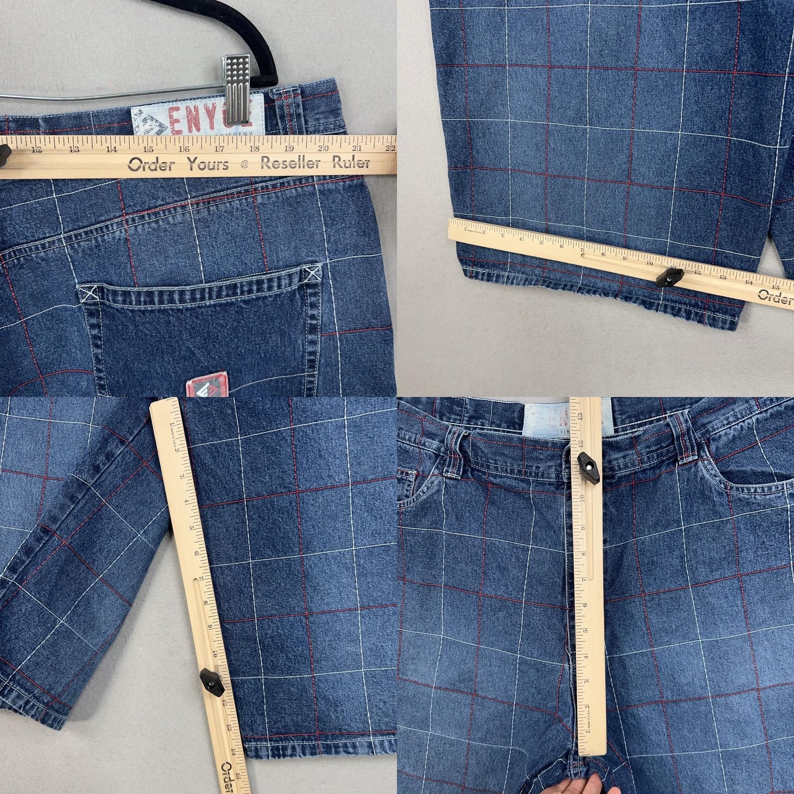 Enyce Enyce Denim Shorts Mens 42 Blue Windowpane Plaid Baggy Bermuda Y2K Streetwear Jorts Mens Size US 42 / EU 58 - 8 Thumbnail