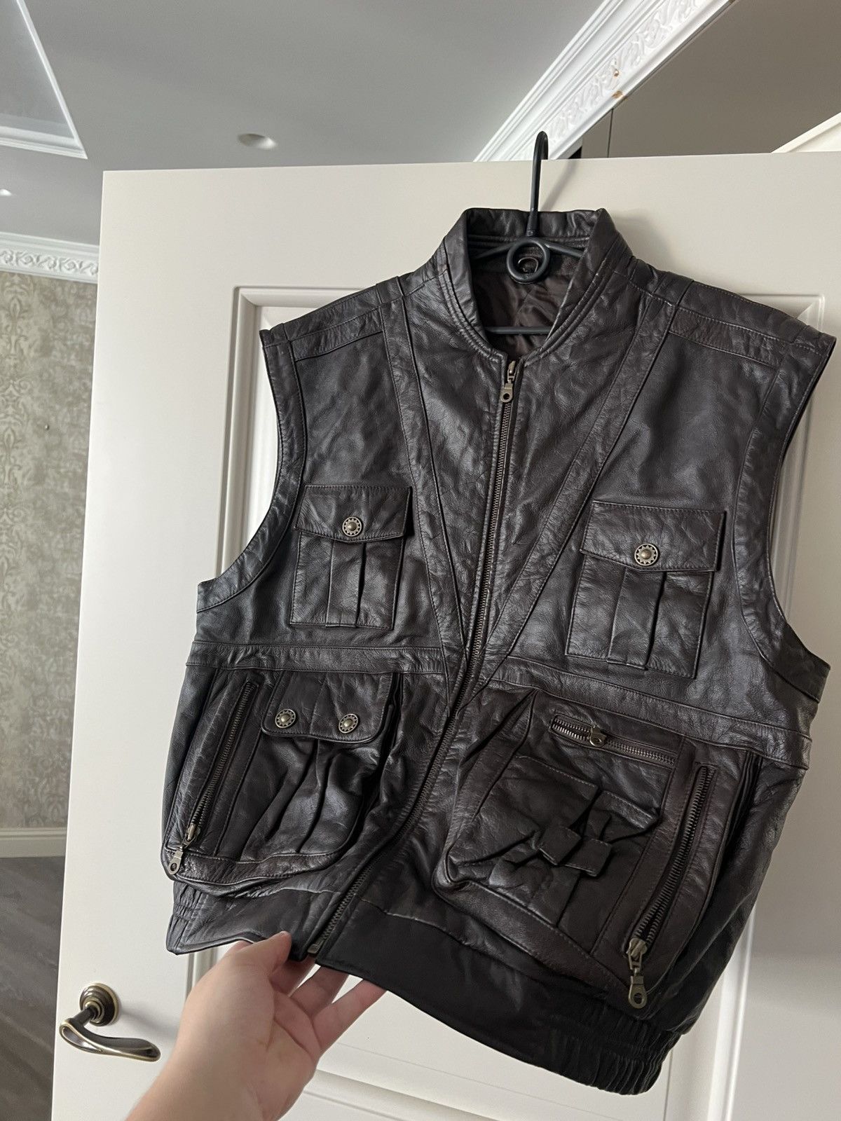 Genuine Leather Vintage Yorn Leather Vest Men’s Brown Genuine Leather Moto Size US L / EU 52-54 / 3 - 6 Thumbnail