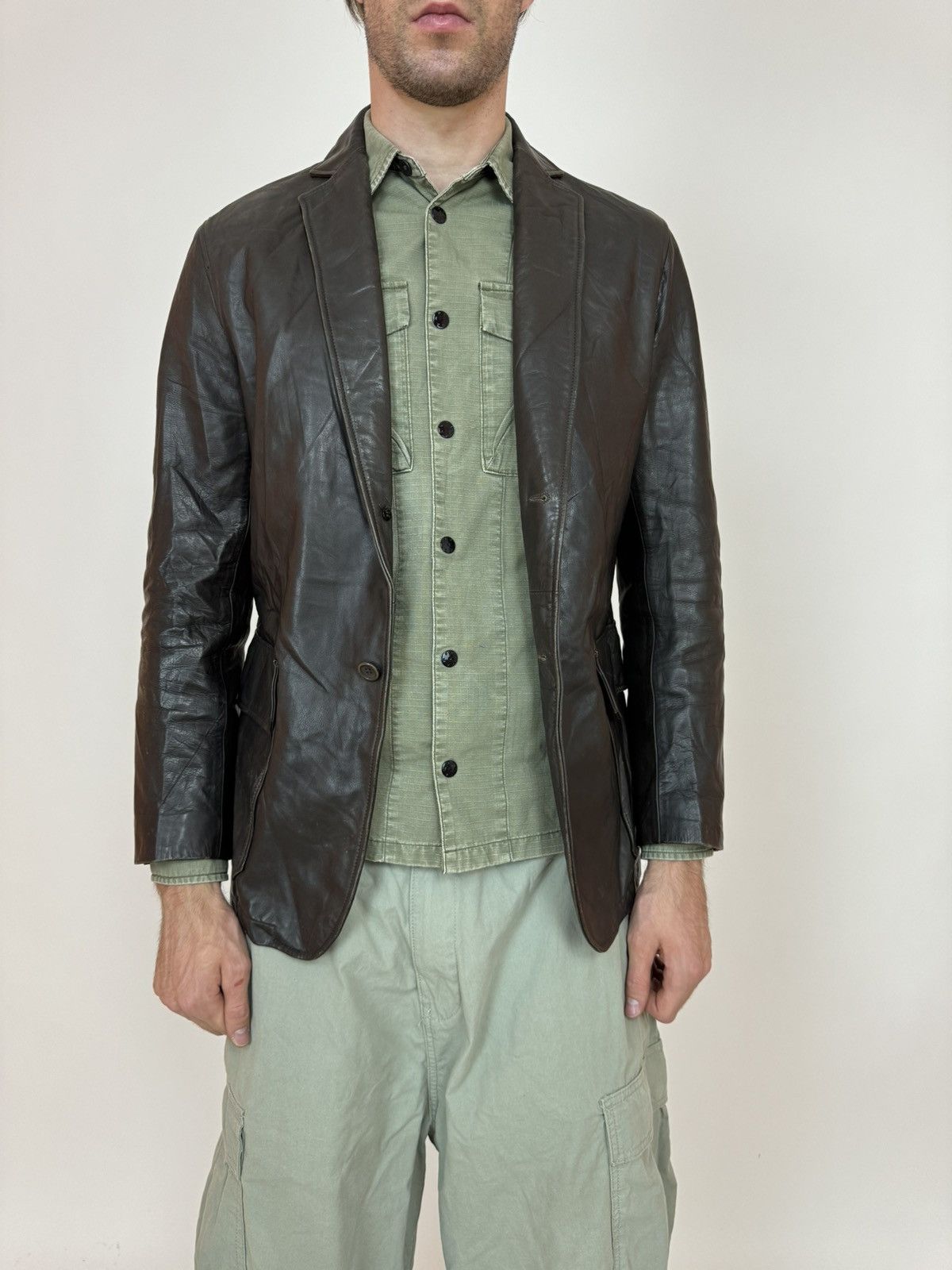 Country Road COUNTRY ROAD Leather Blazer Jacket Mens Size M Size US M / EU 48-50 / 2 - 2 Thumbnail