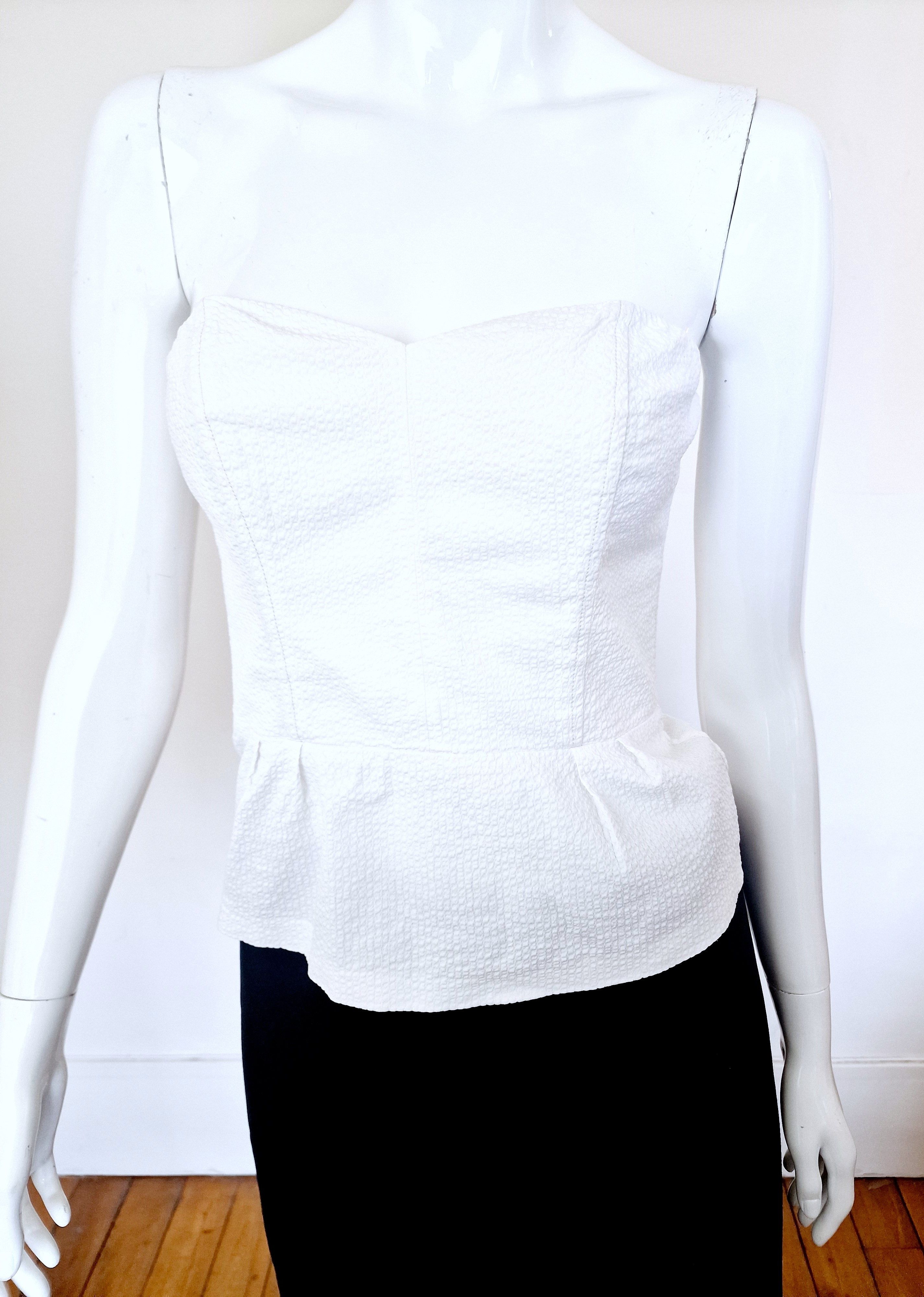 Prada Prada White Sport Vintage 80s Large Top Tee Corset Bustier Size L / US 10 / IT 46 - 10 Thumbnail
