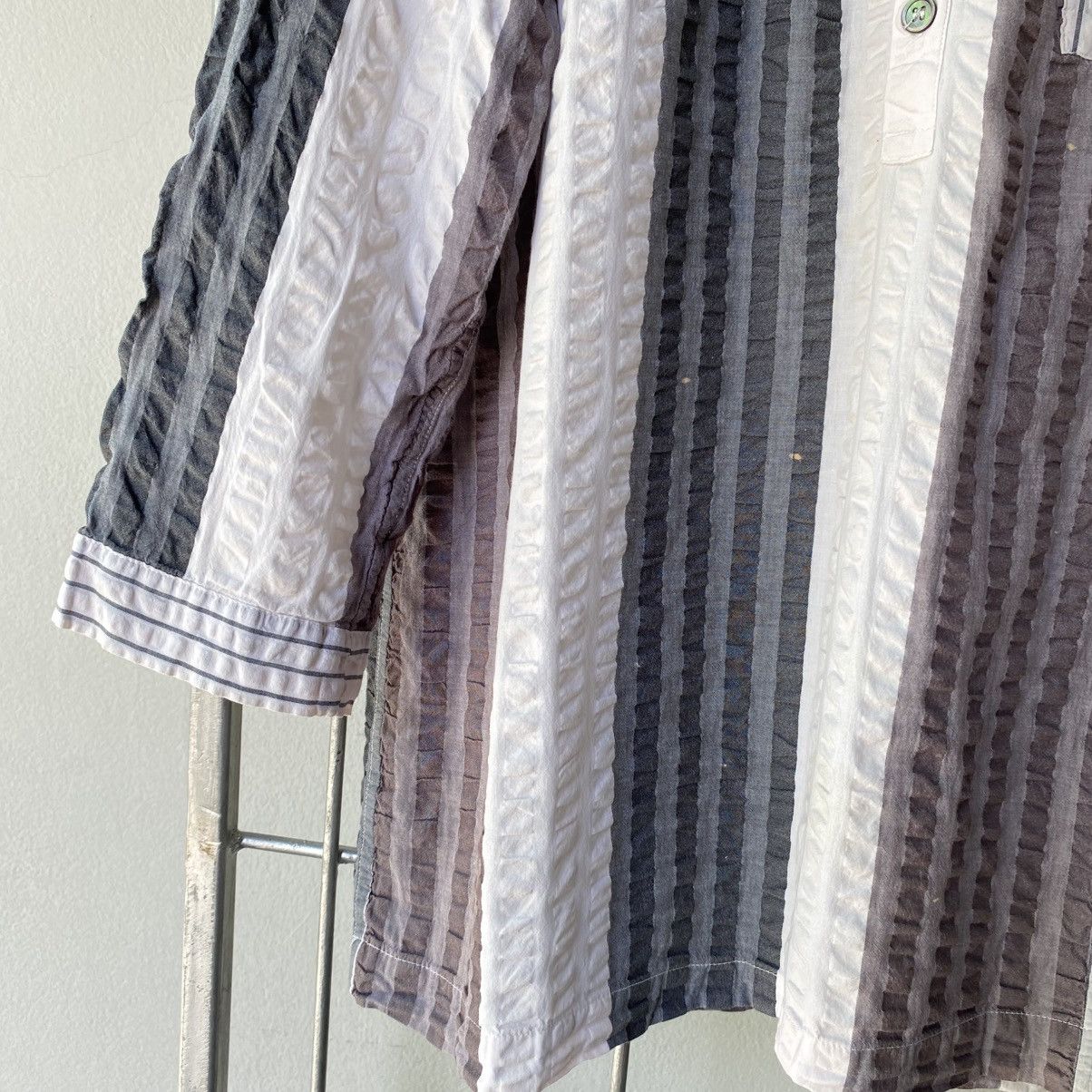Y's Y's for living Striped Cotton Grandad Shirt Size US XL / EU 56 / 4 - 7 Thumbnail