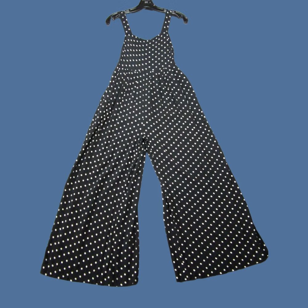 Madewell Madewell Jumpsuit Womens Black Polka Dot Viscose Square Neck Tank Wide Leg 00 Size 24" / US 00 / IT 34 - 1 Thumbnail
