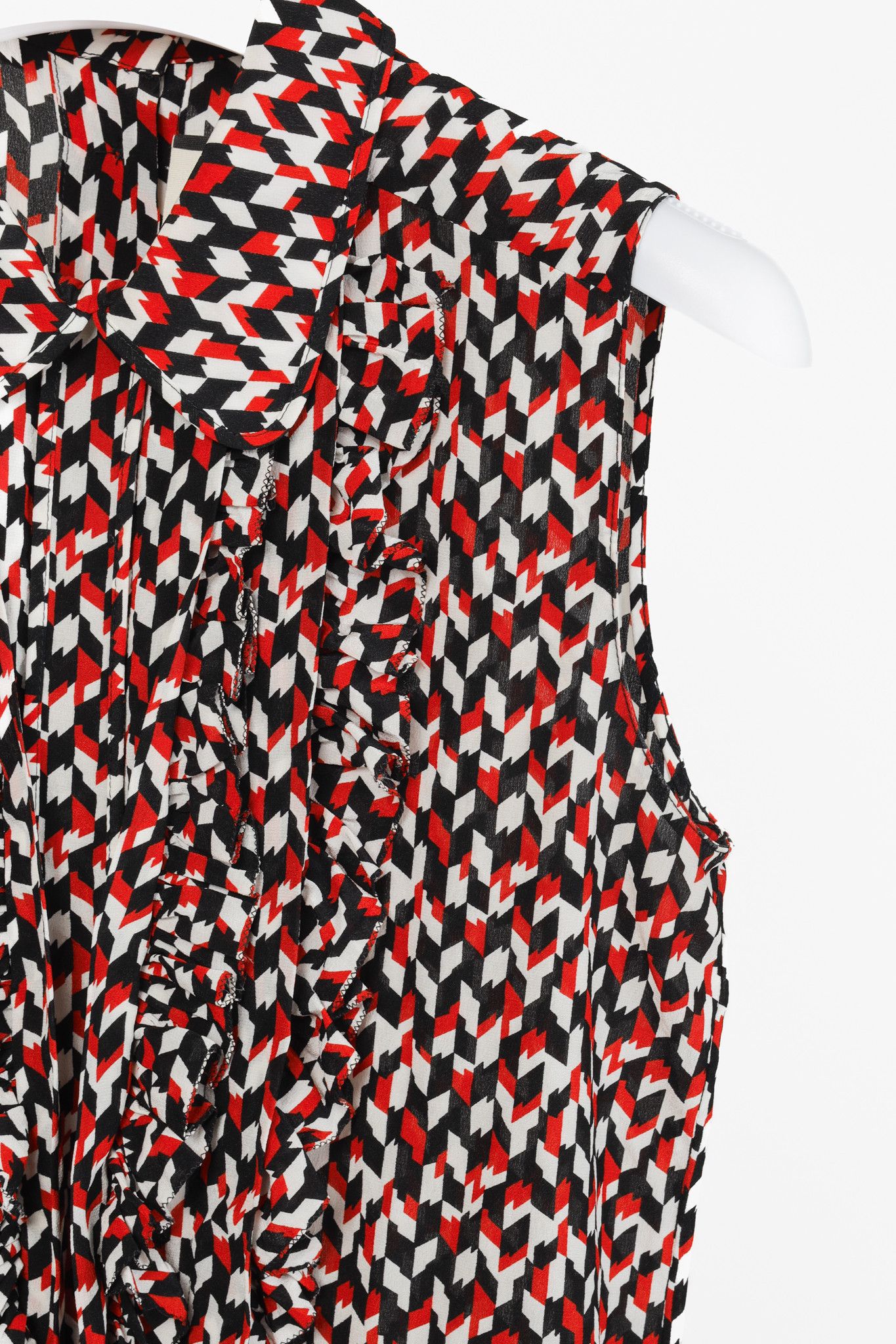 Marni Marni Red Black Geometric Silk Ruffle Blouse Size M / US 6-8 / IT 42-44 - 5 Thumbnail