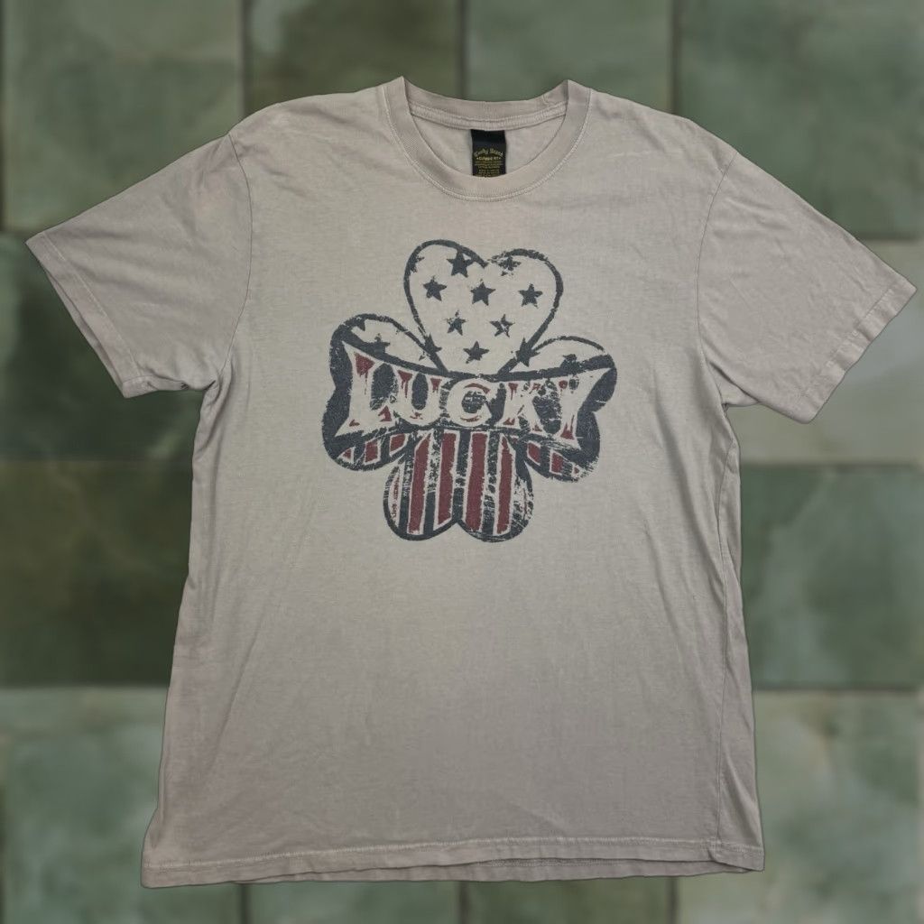 Lucky Brand VINTAGE Lucky Brand T Shirt Adult L Beige 4 Leaf Clover Hipster 90s Y2K California USA Mens Size US L / EU 52-54 / 3 - 1 Thumbnail